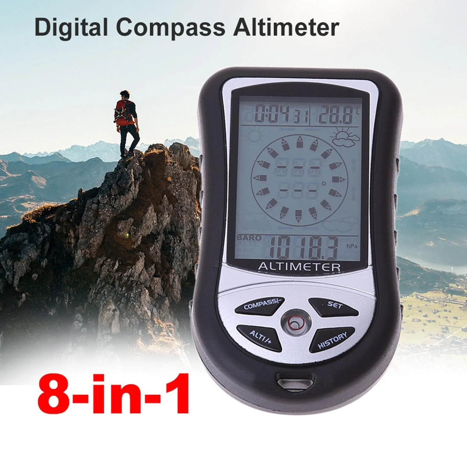 Altimètre Numérique Boussole GPS Navigation Électronique Portative Baromètre Thermomètre Randonnée Pêche