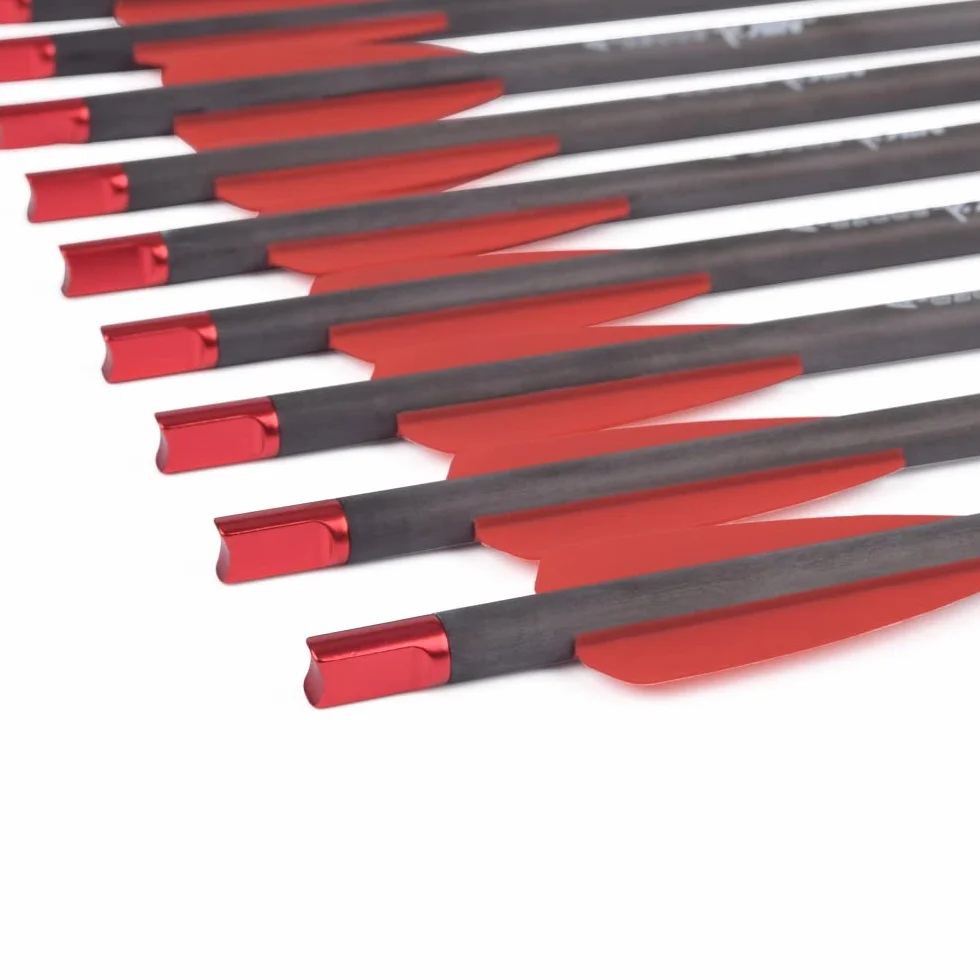 Lot de 12 boulons d'arbalète 7,5" carbone ailettes 5" pour chasse et tir à l'arc