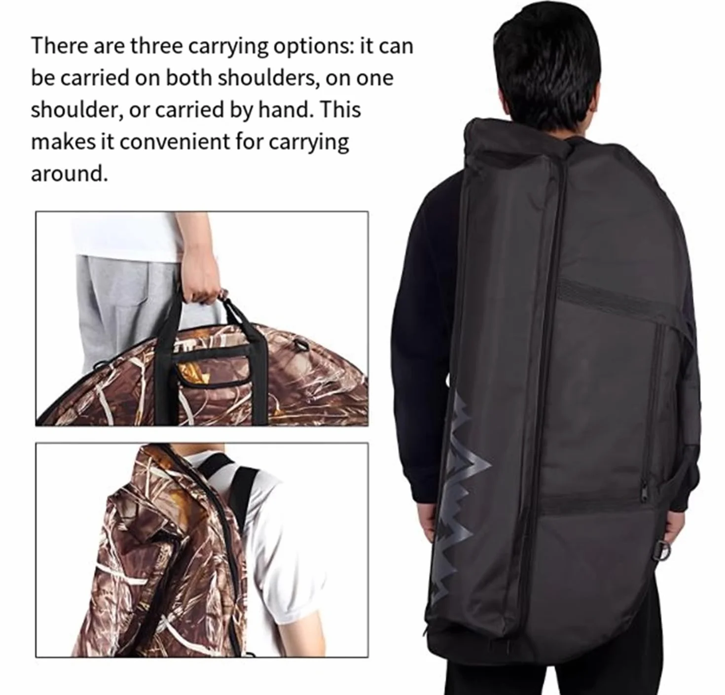 Sac d'arc à poulies en toile de grande capacité avec bretelles réglables, portable 115cm
