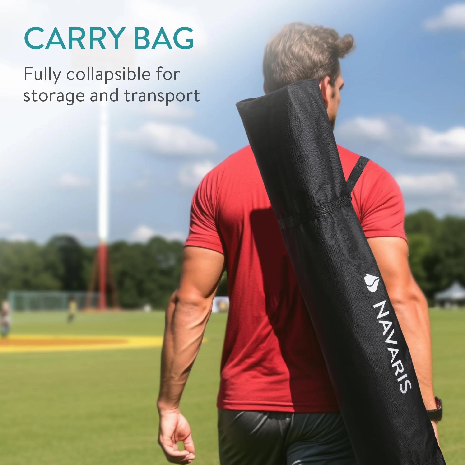 Navaris Filet d'entrainement Pliable 2,4x2,4m - Cage Foot Football Américain Handball avec Sac de Transport