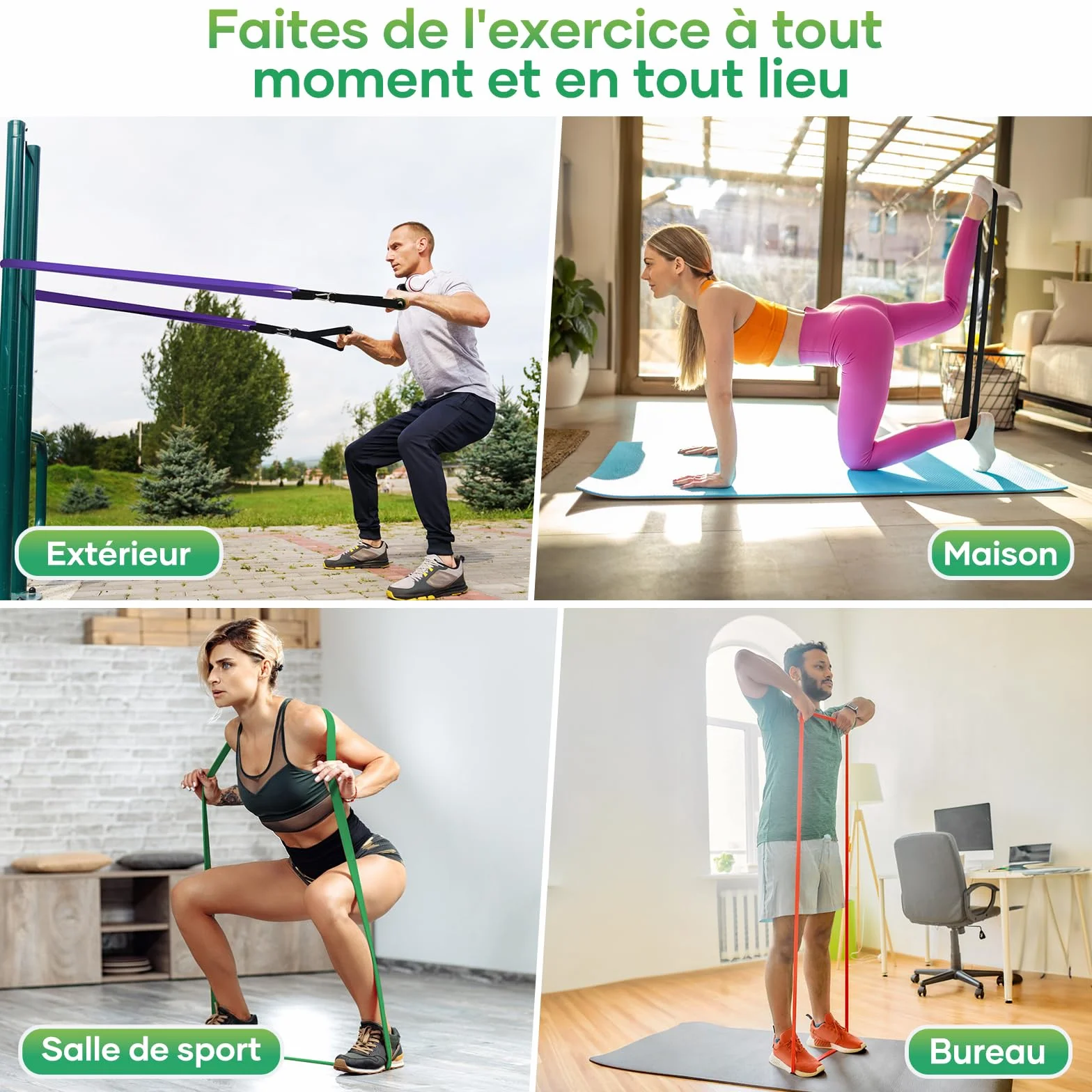 Fokky Bande Élastique Musculation 5 Niveaux avec Poignées, Ancrage de Porte, Sac