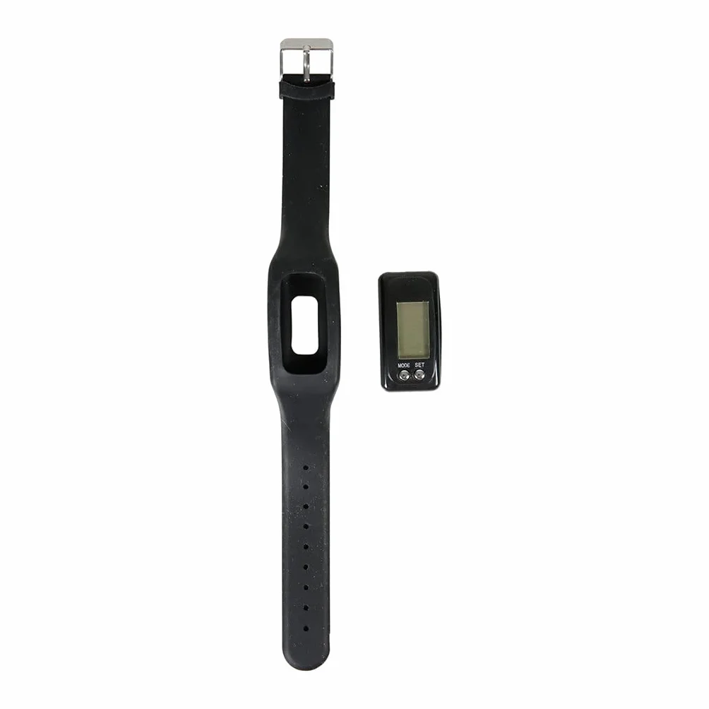 UPFIT Montre podomètre Ecran LCD Couleur Noire Indique heure distance calories pas Bracelet Silicone
