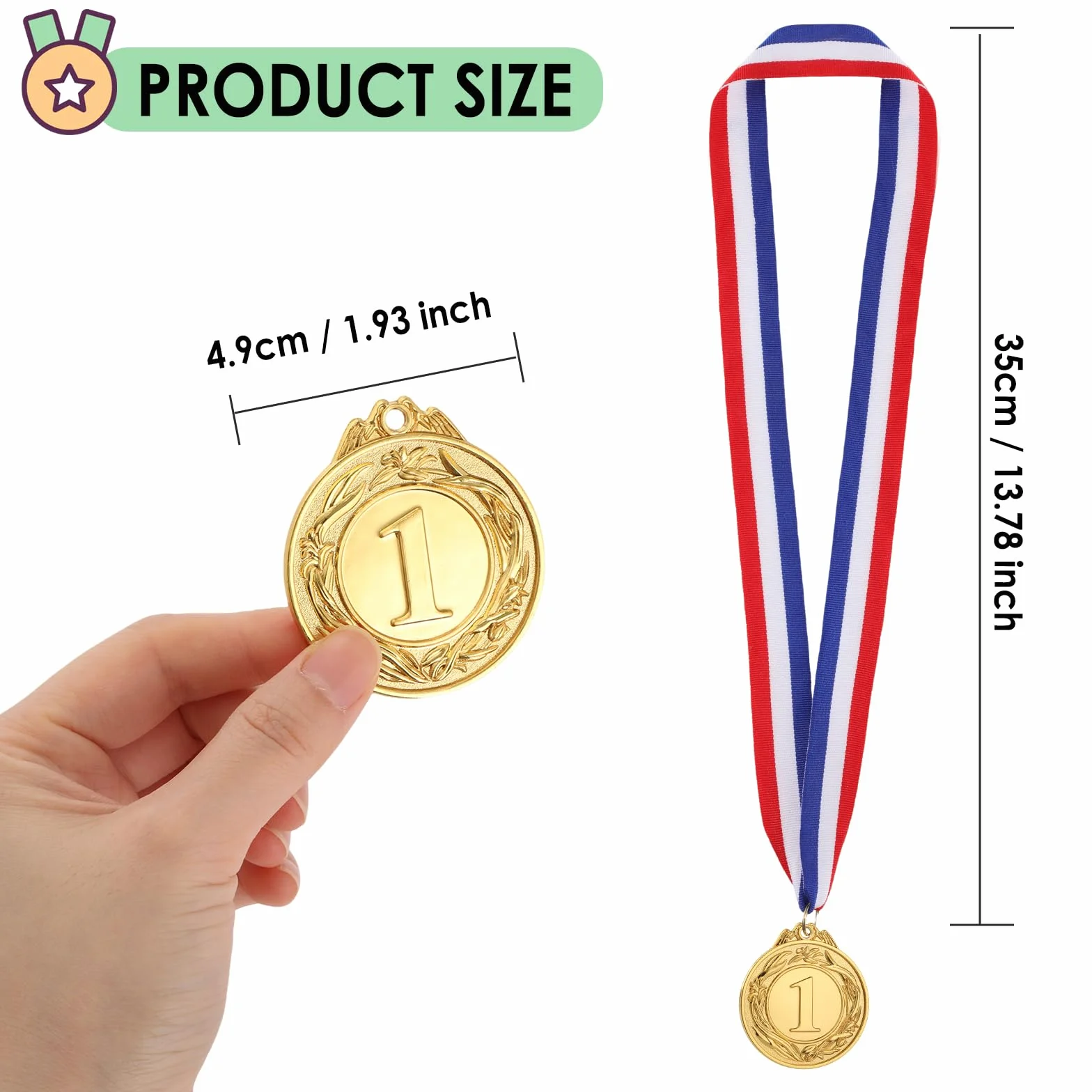 Simpeak 12 Pièces Médailles pour Enfants avec Ruban de Cou - Lot de Récompense Sportive