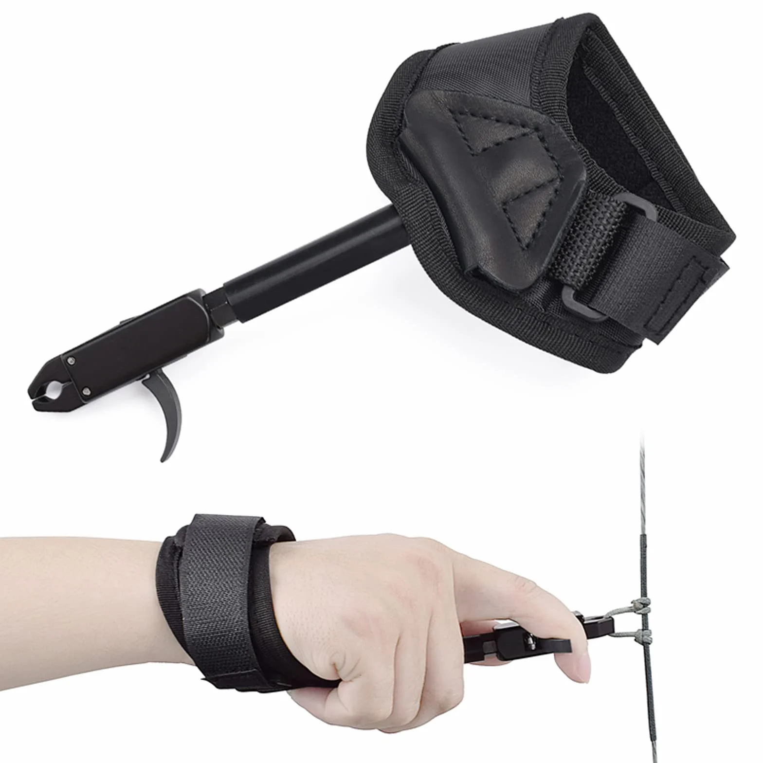 Elong Archery Compound Bow Release - Dragonne noire réglable Trigger Caliper