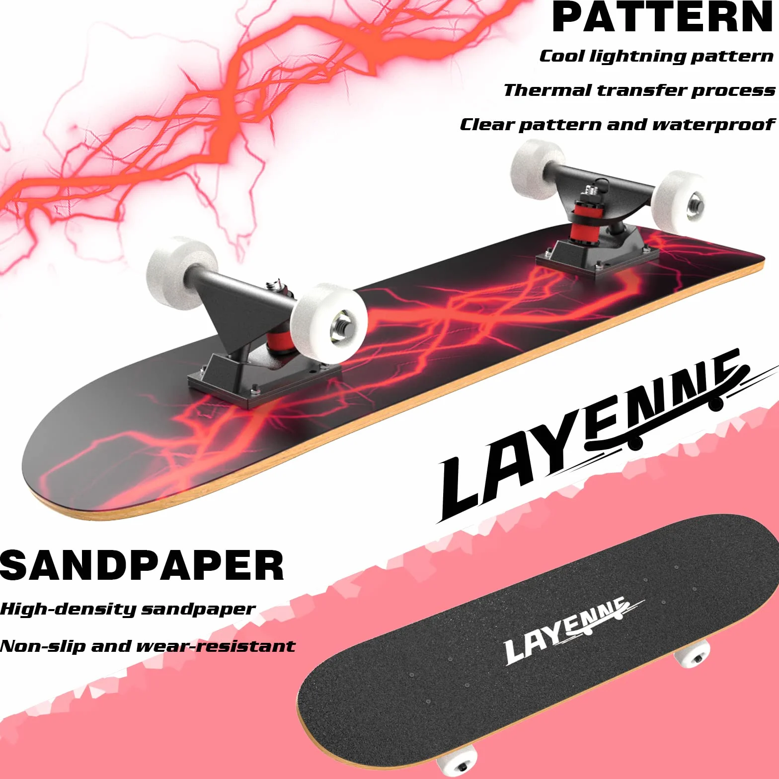 Skateboard Complet Planche Érable 9 Couches Roulement ABEC-11 Adultes Enfants Débutants Professionnels