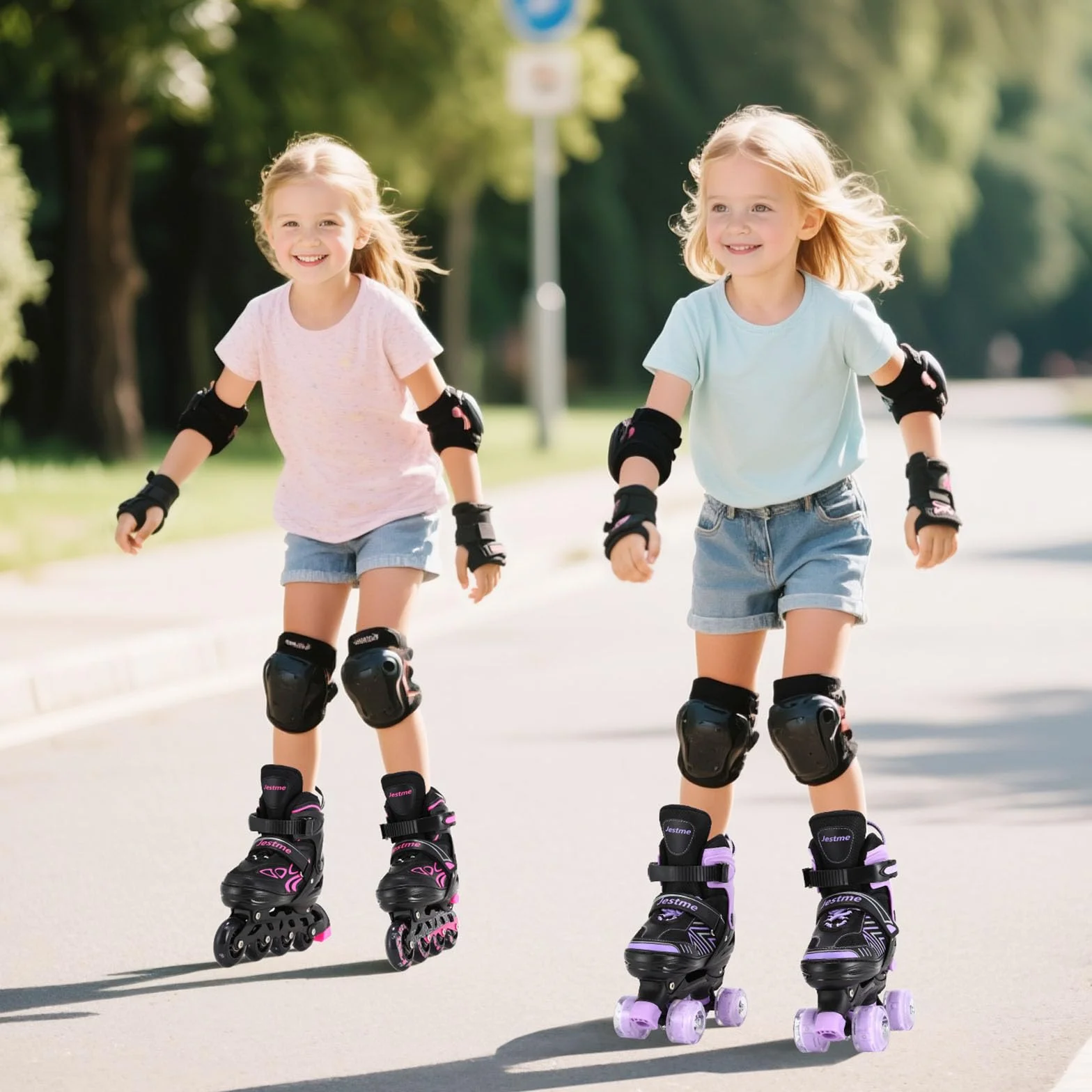 Patins à roulettes réglables Enfant Fille 3-9 Ans avec lumières pour débutants