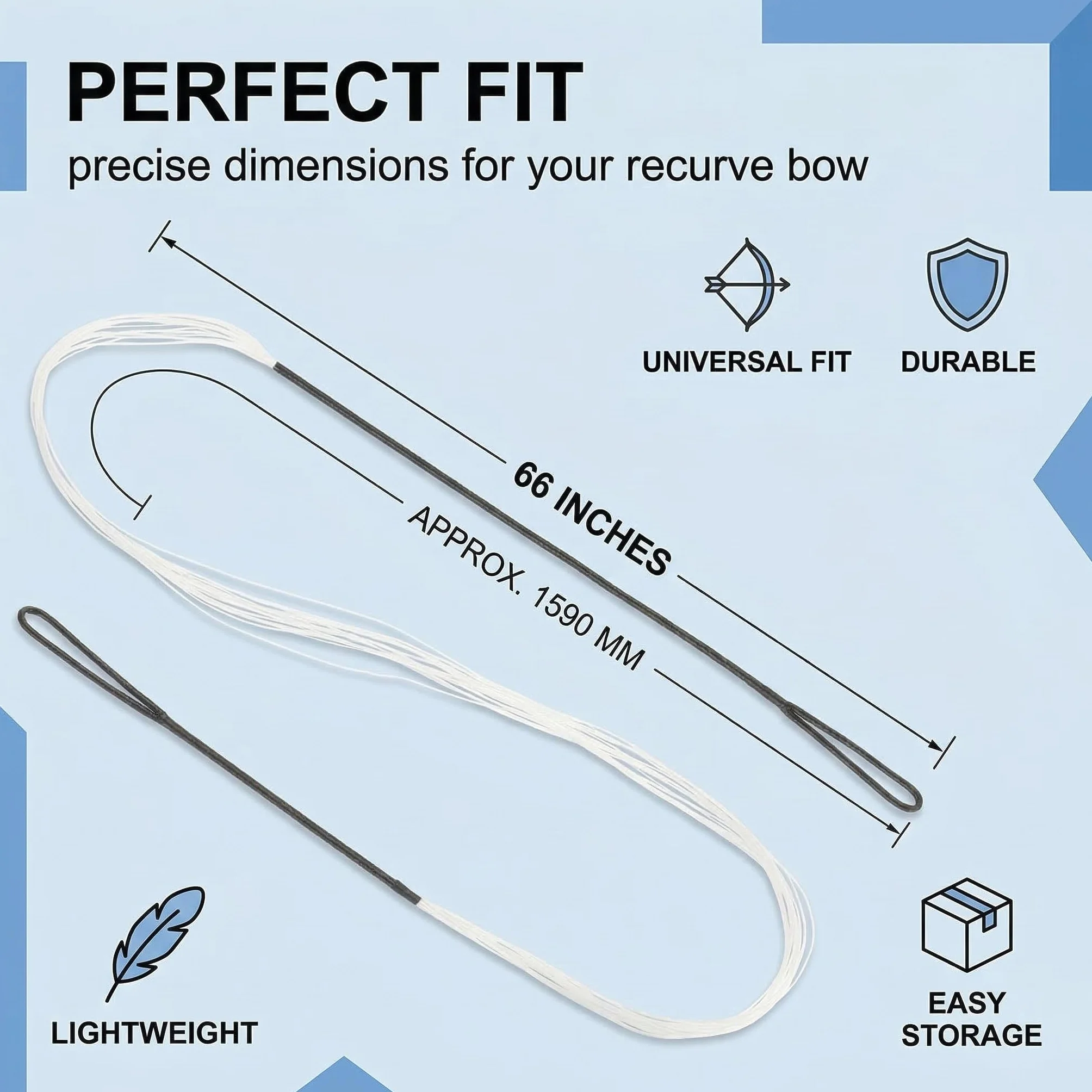 Corde de rechange blanche 66 pouces pour arc recourbe, accessoire universel tir à l'arc