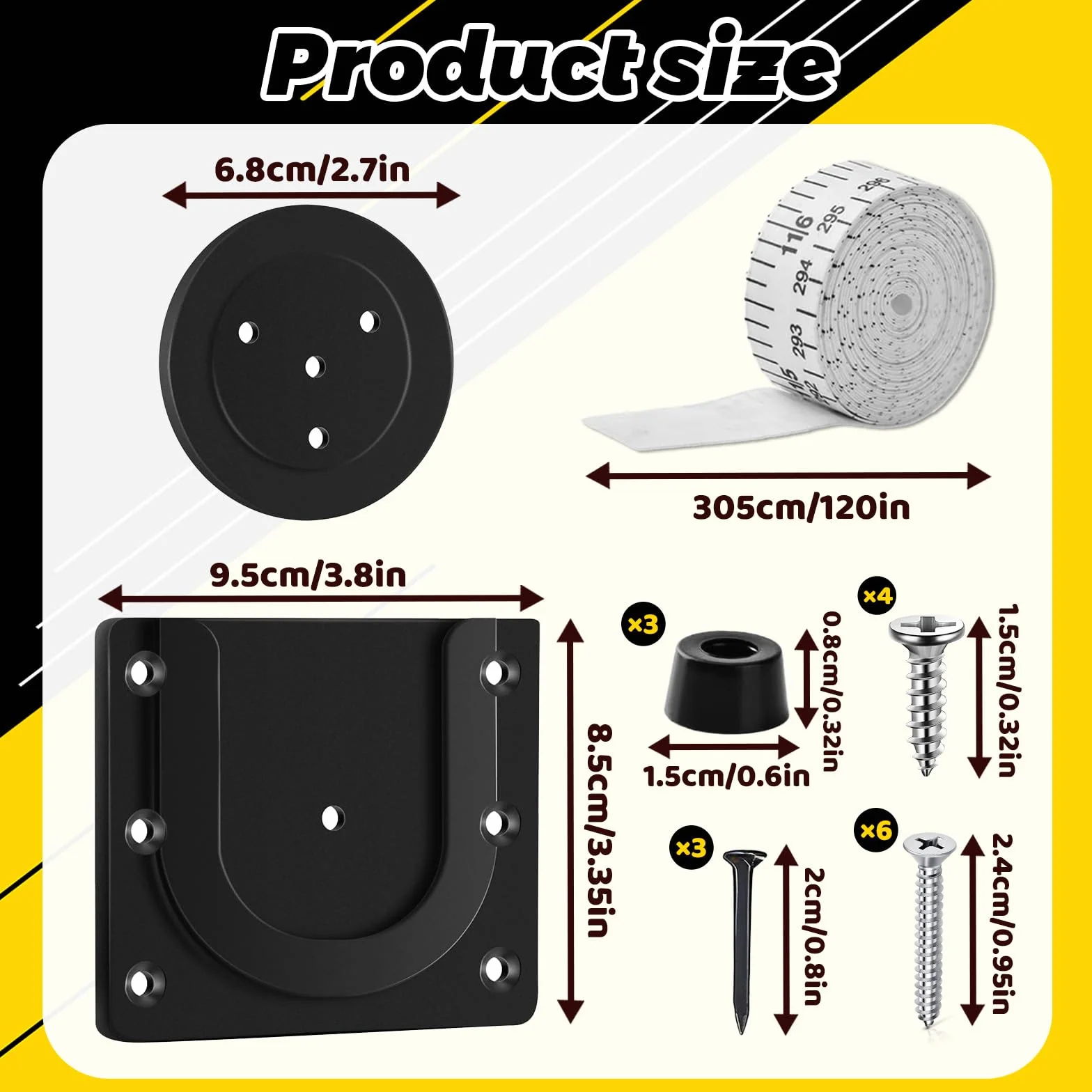 Support de Cible de Fléchettes Professionnel, Kit de Fixation Murale Crochets Supports en U avec Vis