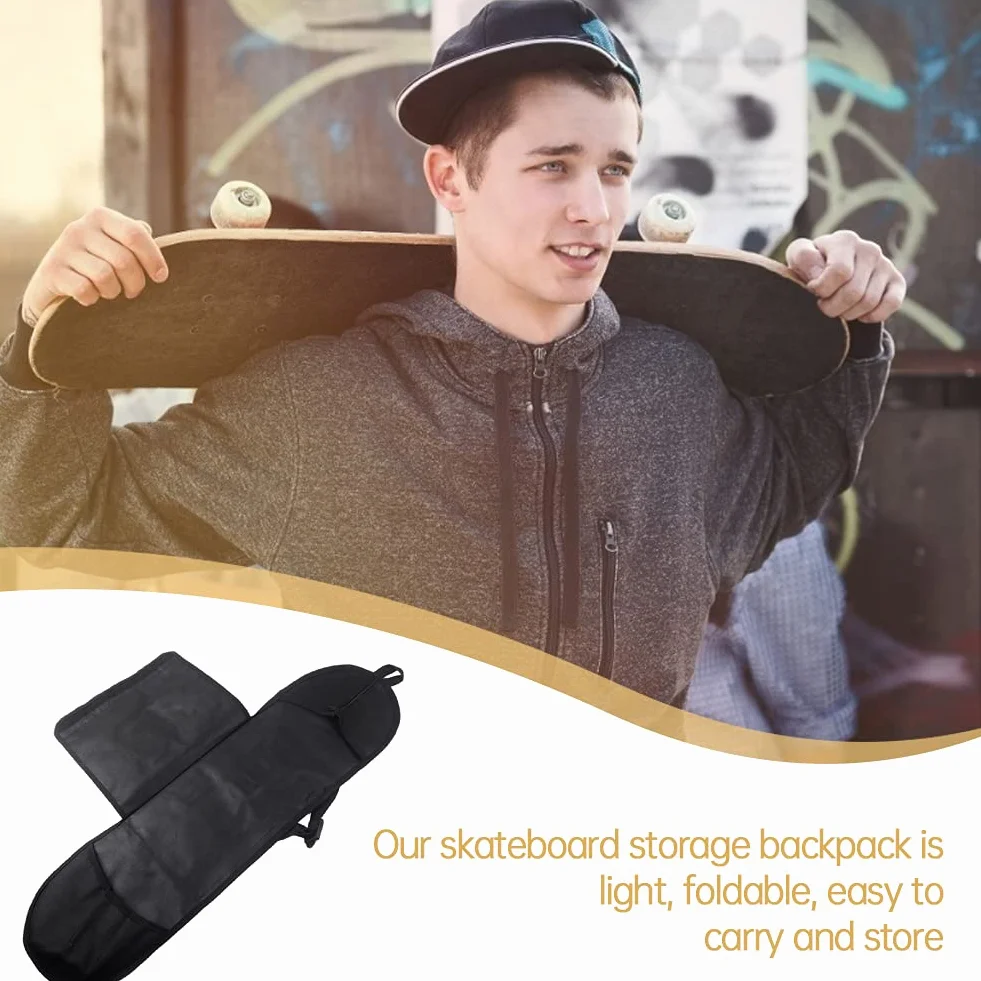 Sac à Dos Imperméable pour Skateboard avec Bretelles Réglables, Noir