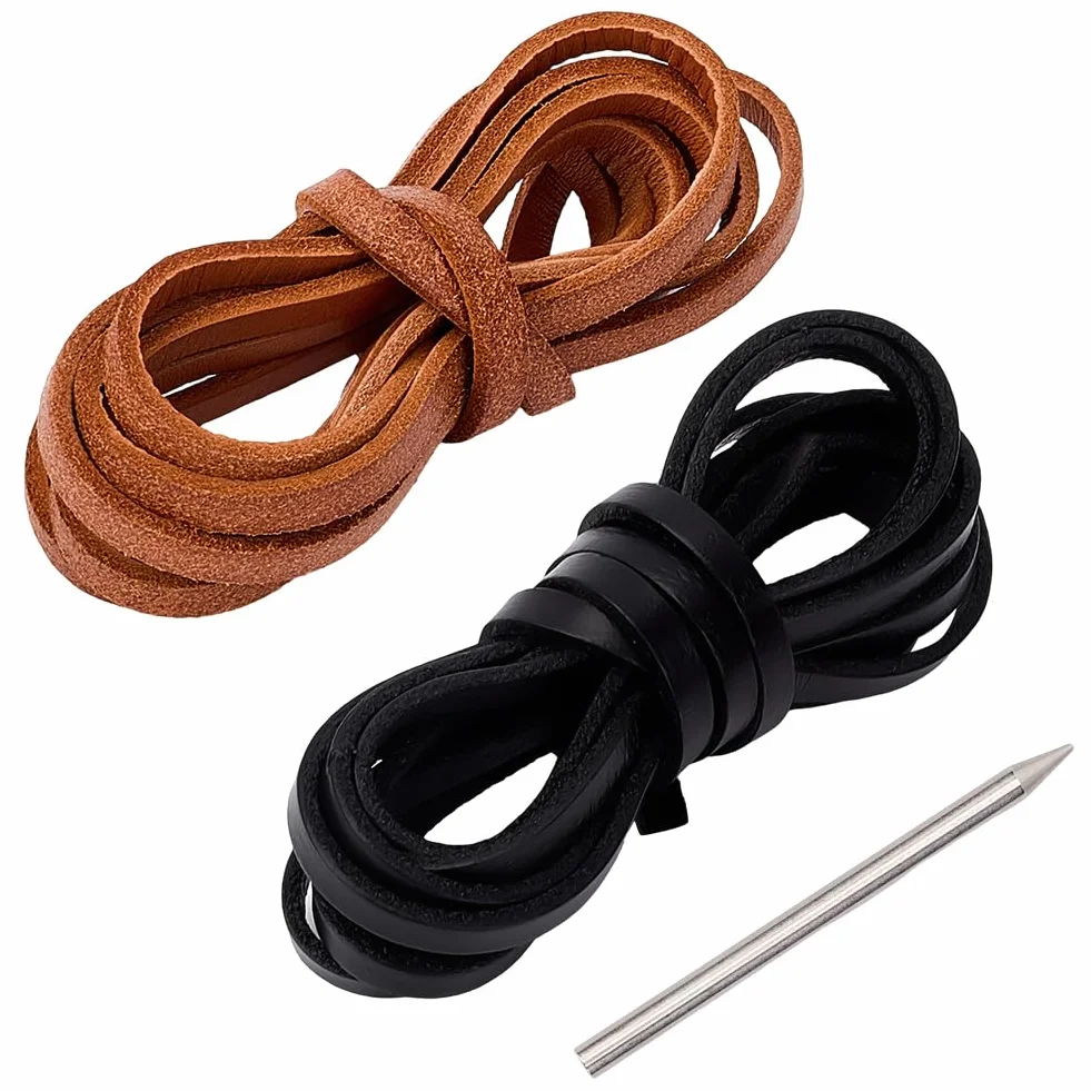 GORGECRAFT Kit de Réparation Gants de Baseball Cuir de Vache 4.4 Yard Noir Marron Aiguille Laçage Acier Inoxydable