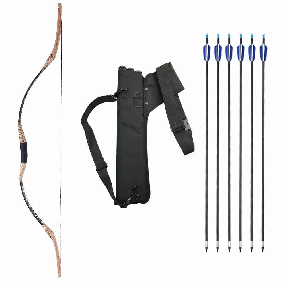Arc et flèches recourbés 58 pouces 20-40 lbs traditionnel sport chasse adolescents adultes tir à l'arc formation