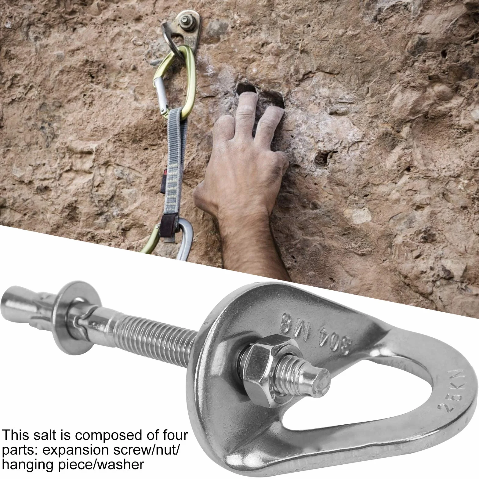Alomejor Boulon d'escalade M8 Vis d'ancrage en Acier Inoxydable pour Escalade