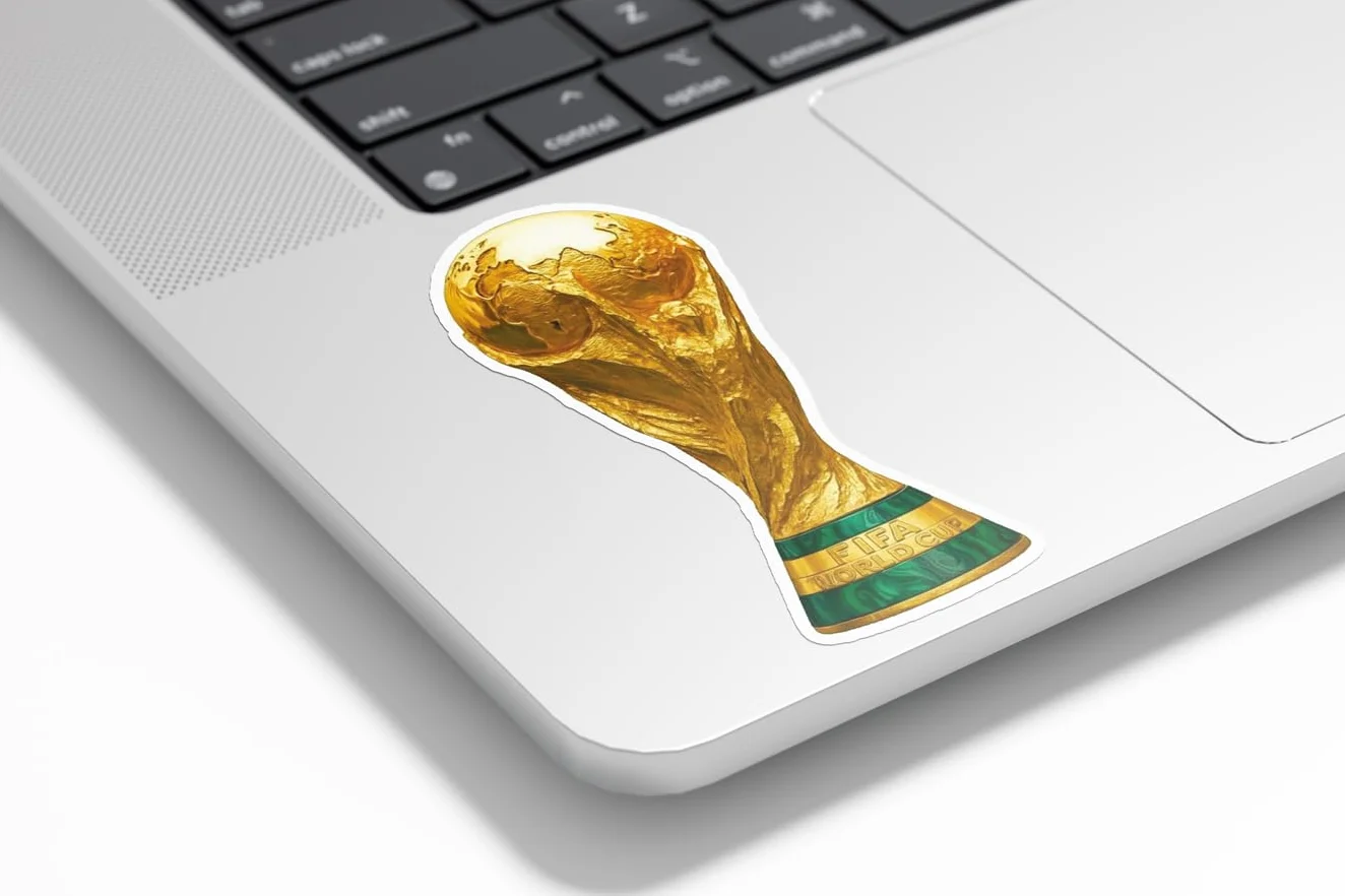 PACK AUTOCOLLANTS STICKERS Trophée Victoire Football Or Coupe du Monde vinyle Résistant Eau Uv Découpe Forme Déco Sport Fan Foot Mondial 9cm