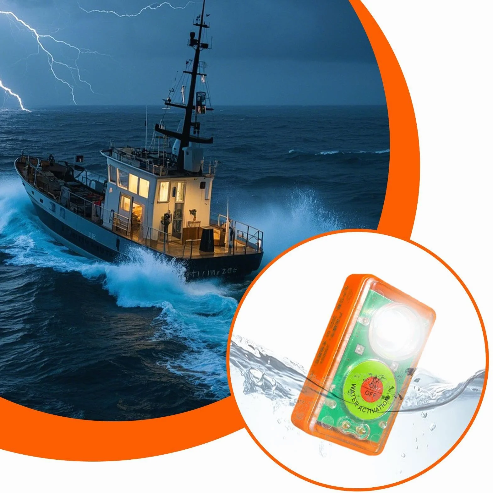 LETROBILES LED Lumière activée par l'eau - Locateur de survie automatique portable - Équipement de sauvetage à faisceau haute intensité, dispositif de sécurité maritime