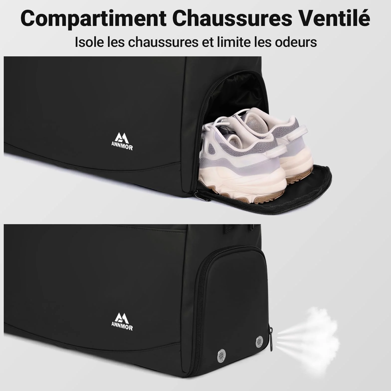 Sac de Sport Homme 57L avec Compartiment à Chaussures Séparé et Poche Imperméable