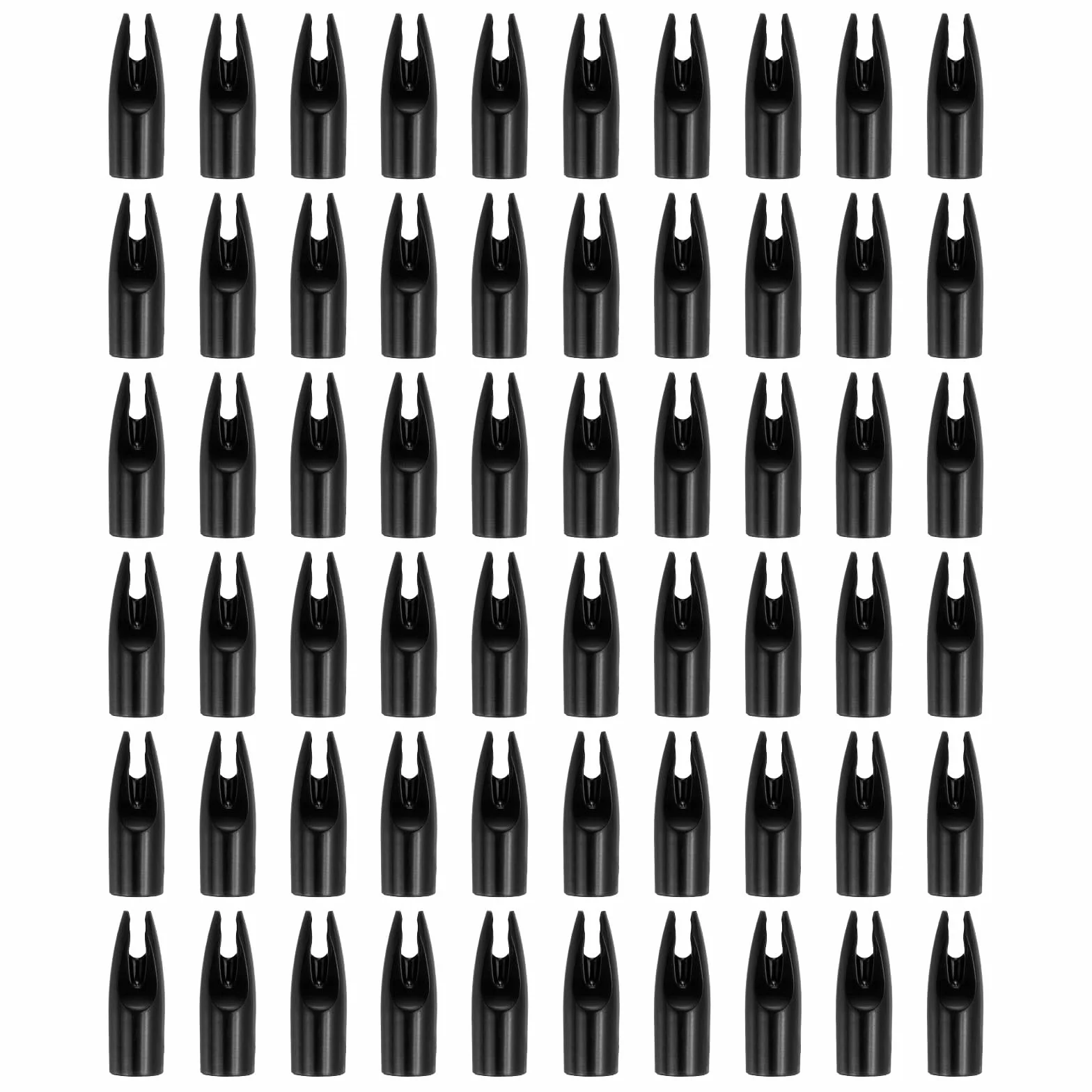 PATIKIL Tir Arc Flèches Encoches 7mm 60 pcs Plastique Colle sur Flèche Remplacement Chasse Compound Arc Recourber Classique Noir