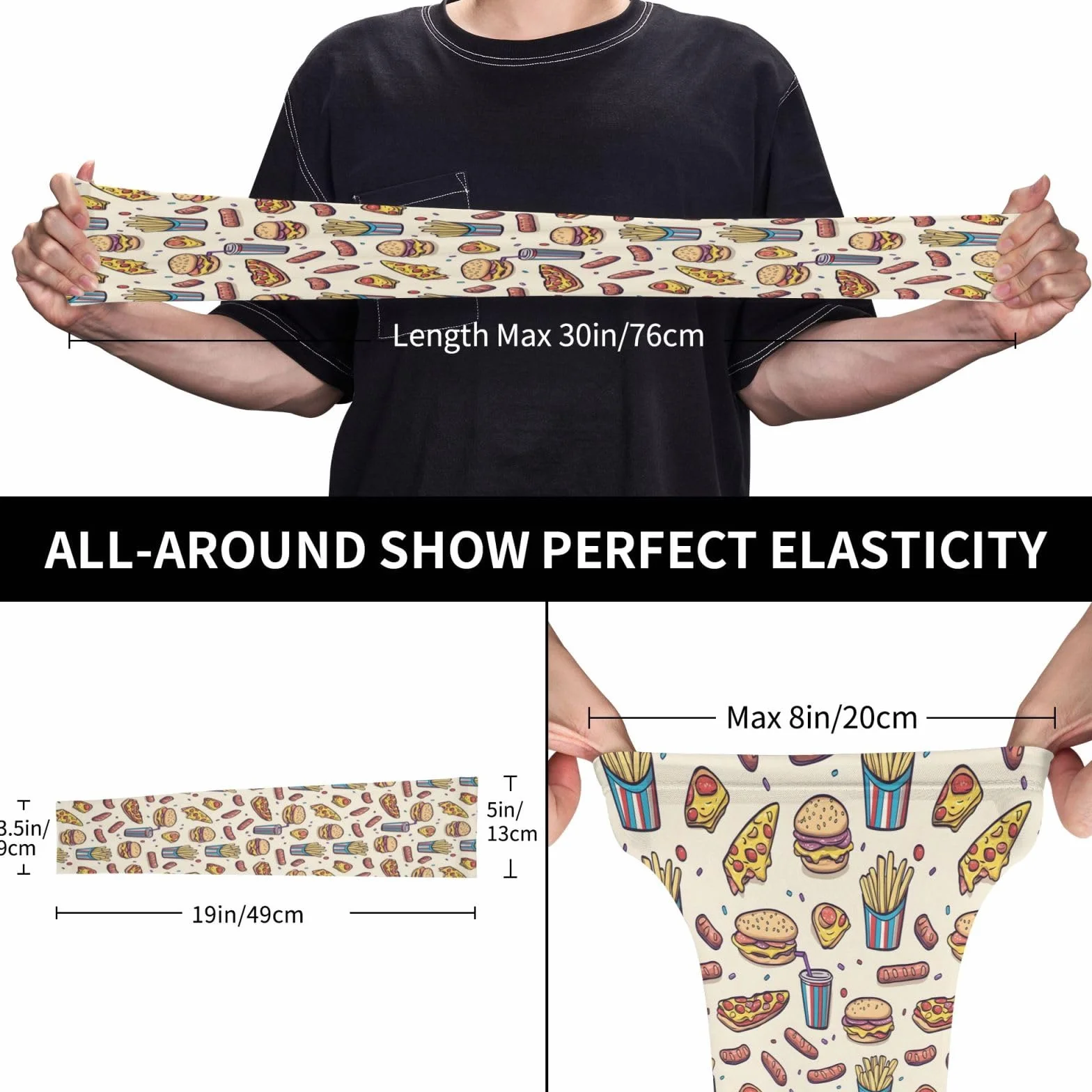 Manchons de bras imprimés protection solaire manches rafraîchissantes pour hamburger pizza frites volleyball homme femme