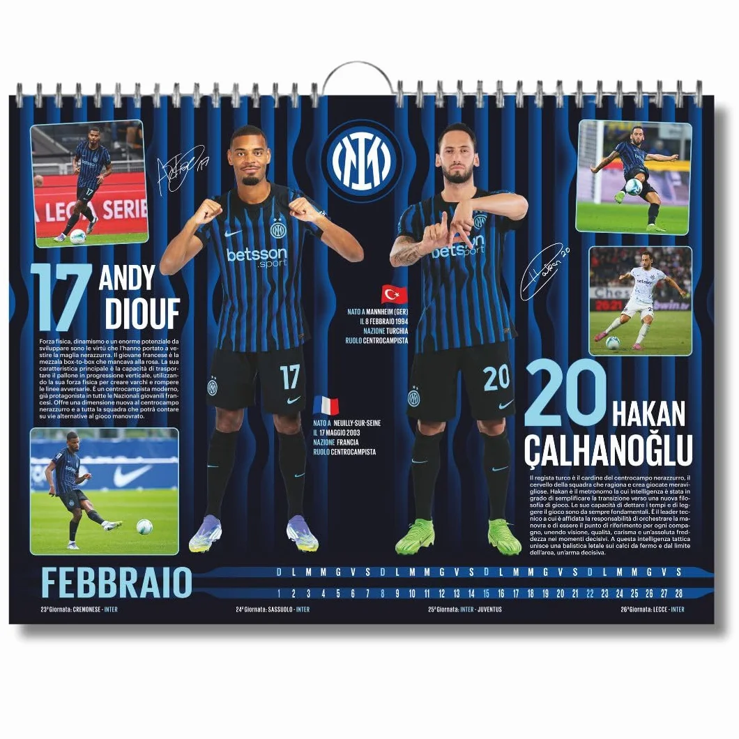 EURO PUBLISHING Calendrier horizontal Inter 2026 - Édition de collection - 44 x 33 cm - Langue Italienne