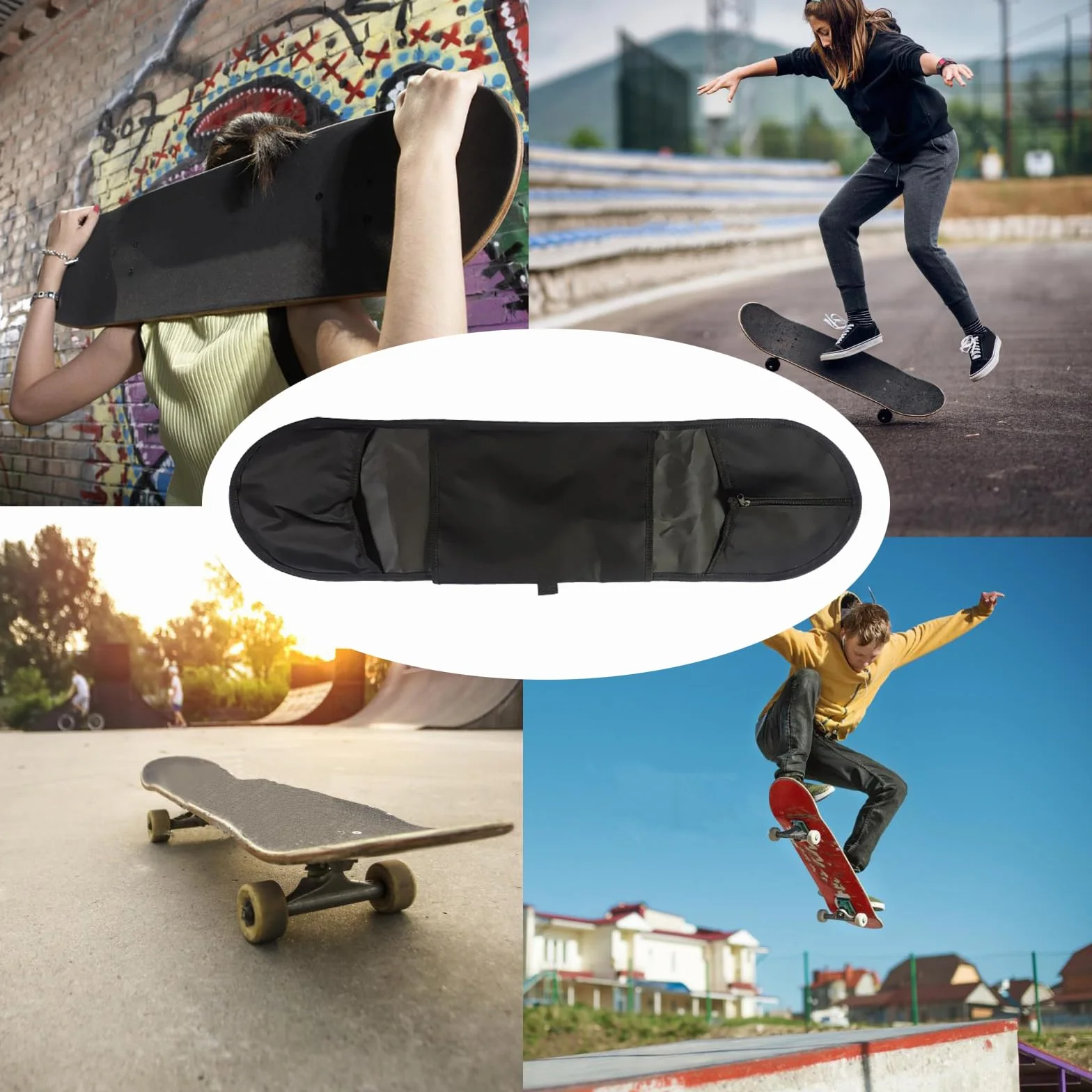 Sac de Skateboard Longboard Housse 2 Pièces pour Protection Extérieur Voyage