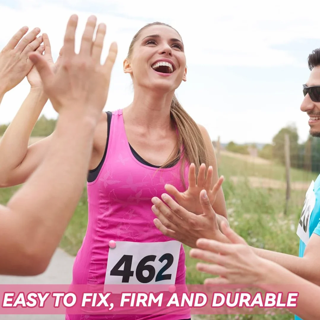 NJCXOLA Porte-dossard Aimant Running 4 Paires Aimants Dossards Triathlon Fixation Haute Résistance Rose