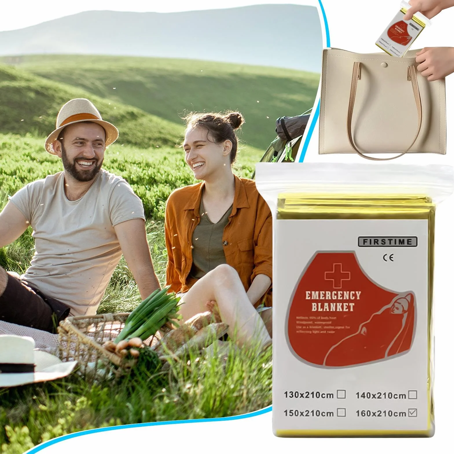 Couverture De Survie Isotherme Réfléchissante Anti-Vent pour Camping Randonnée Urgence