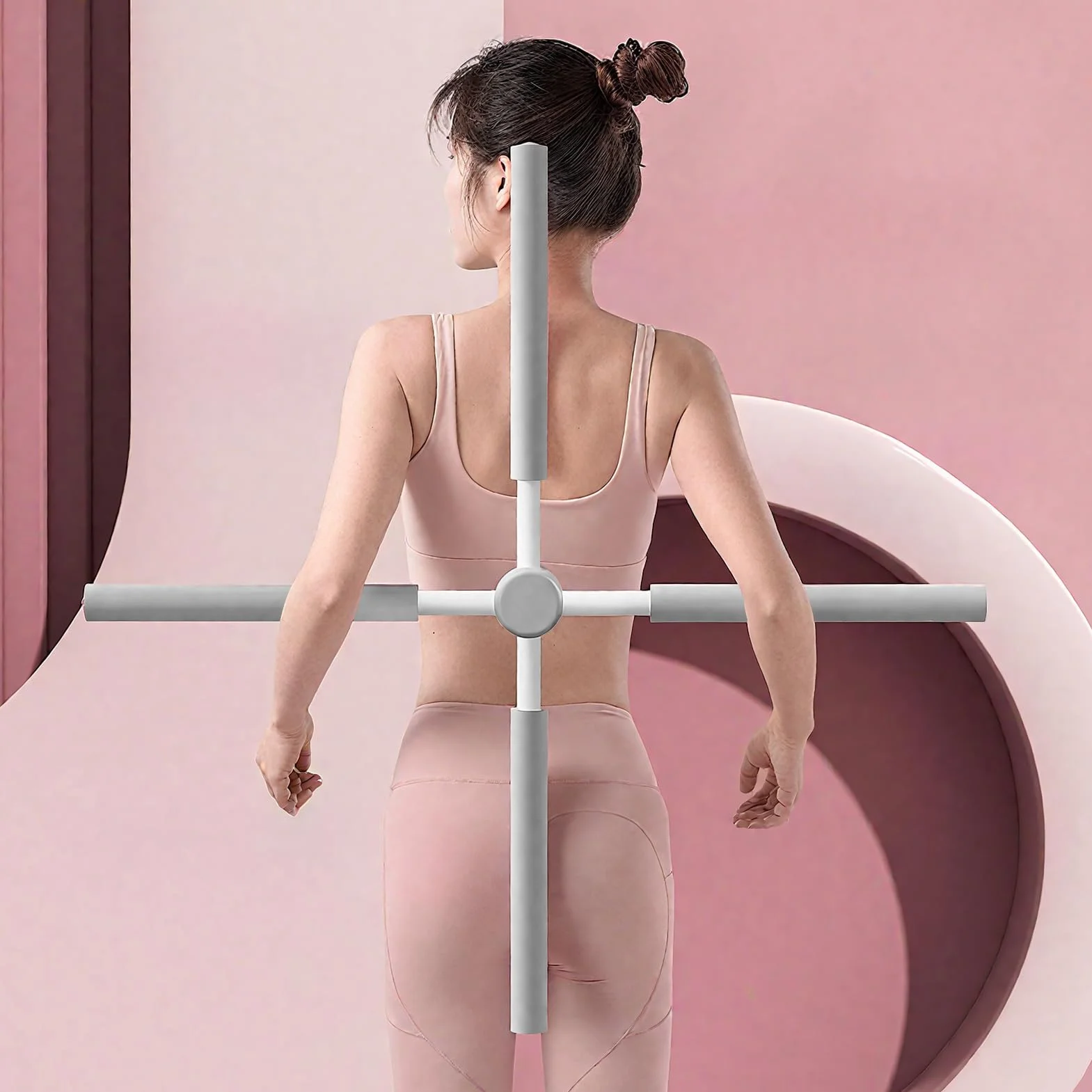 Correcteur De Postures Bâton De Yoga Croisé, Barre Yoga Pour Correction Posturale, Étireur Dorsal Et Redresseur Dos