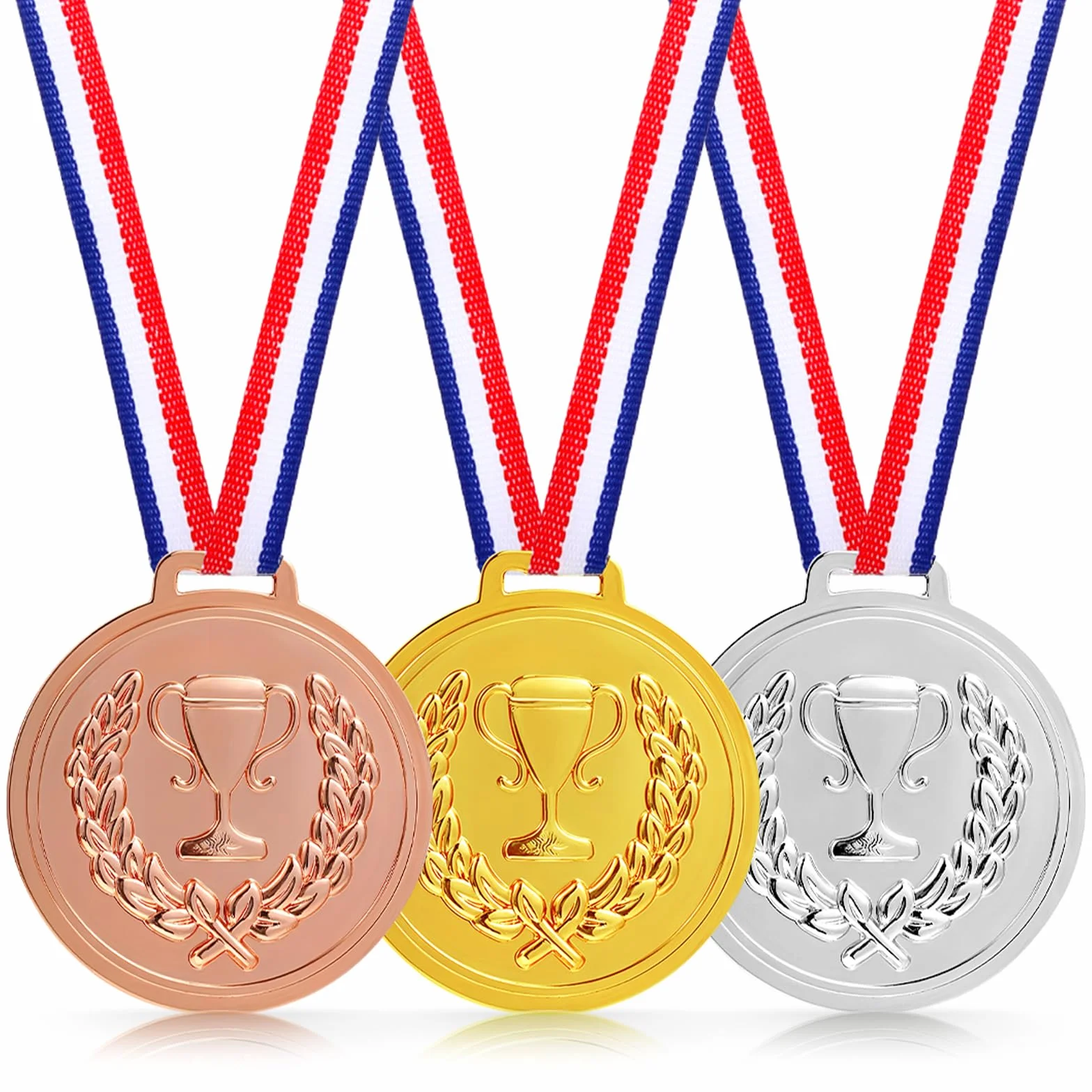 Médailles en plastique or argent bronze 5,1 cm lot de 3 pour récompenses sports compétitions