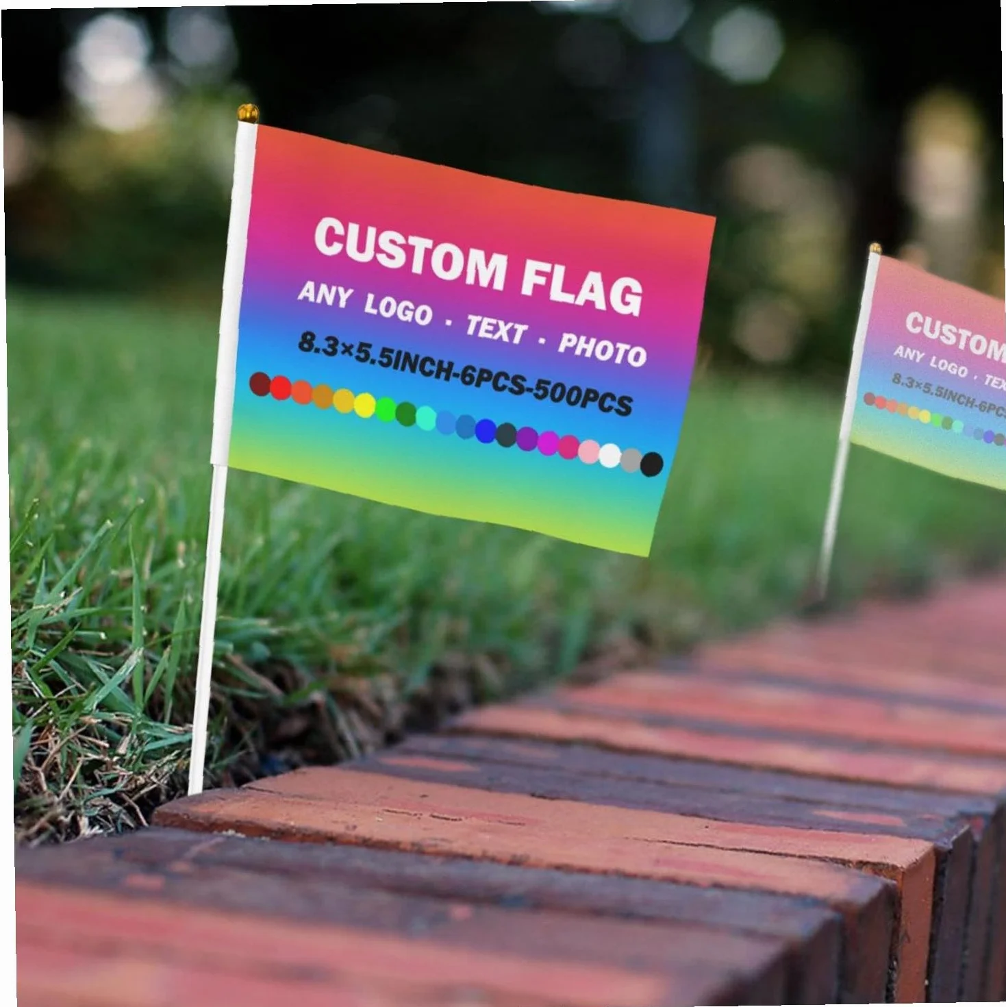 Drapeaux Portables Personnalisés avec Mât, Mini Drapeaux avec Logo et Texte pour Événements Sportifs, Match de Football