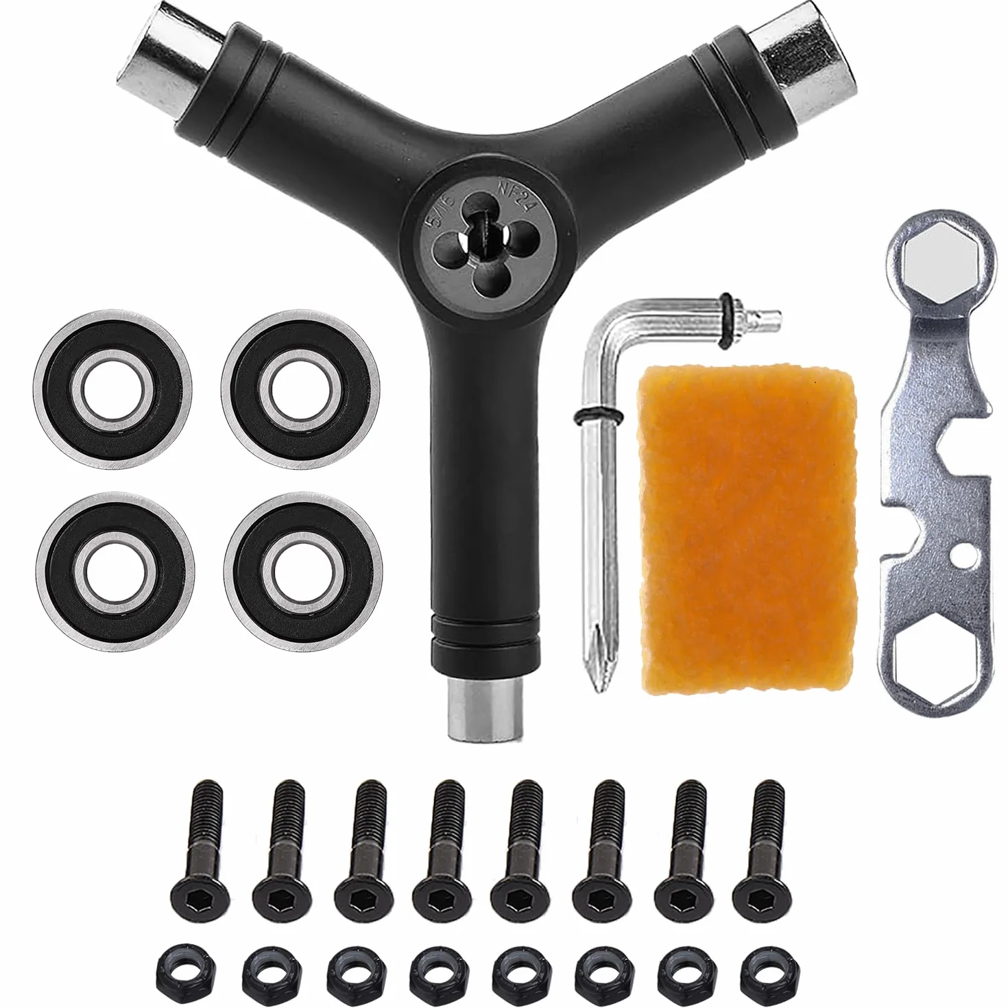 Y-Tool multifonction portable pour skateboard avec clé Allen six pans 15 pièces