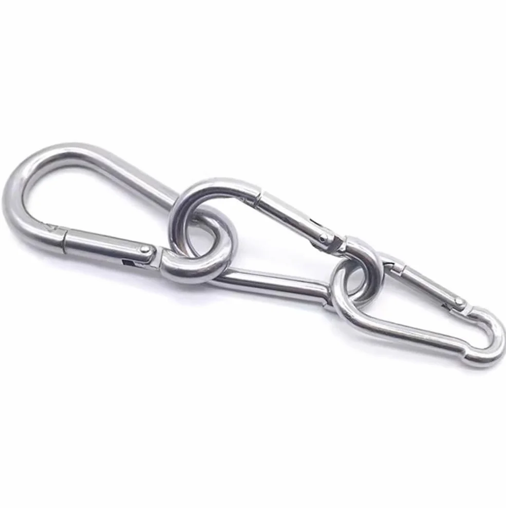 Mousquetons en Acier Inoxydable 304 M5 50 x 5 mm pour Porte-clés Camping Pêche Randonnée