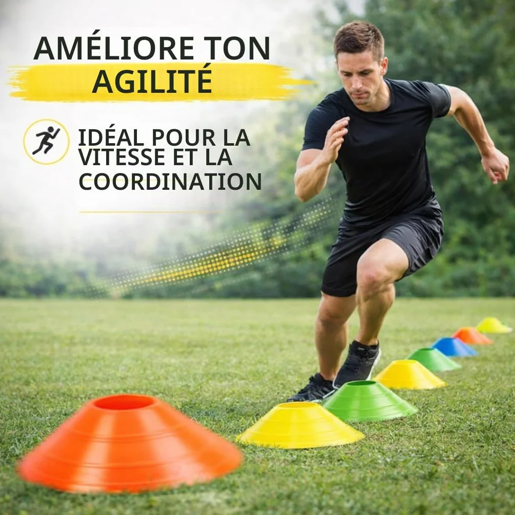 Cônes de marquage Slalom pour football, athlétisme - Accessoires d'entraînement