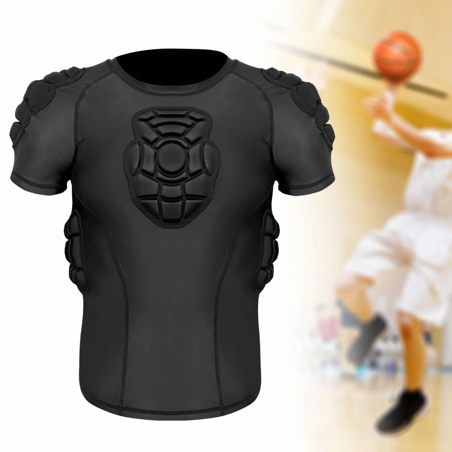 Milageto T-Shirt de Protection rembourré pour Homme, Haut léger pour Rugby et Plein air