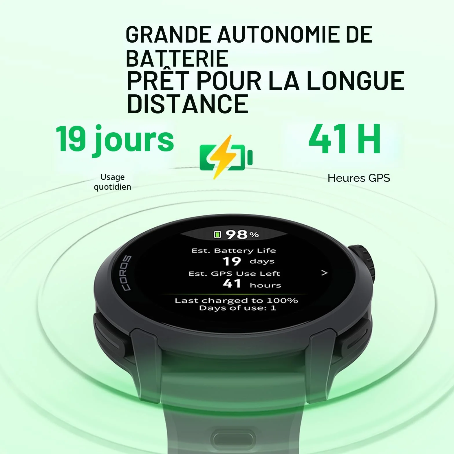 COROS Pace 4 Montre Sport Ultralégère Écran Tactile AMOLED 1,2" 32g Montre Running 19 Jours GPS Précision Plan d'entraînement