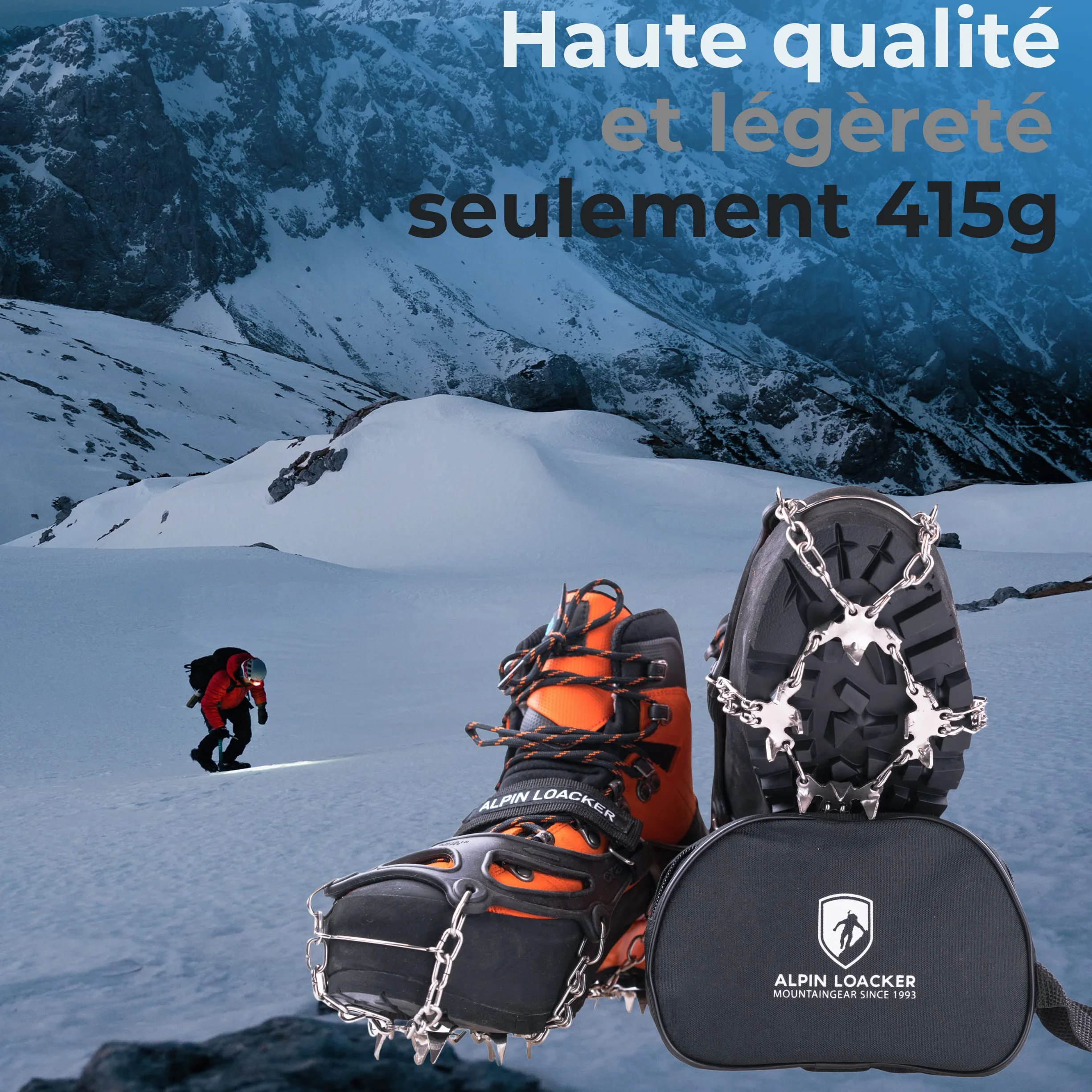 ALPIN LOACKER Chain Pro 18 Chaussures à Crampons Acier Inoxydable Randonnée Alpinisme