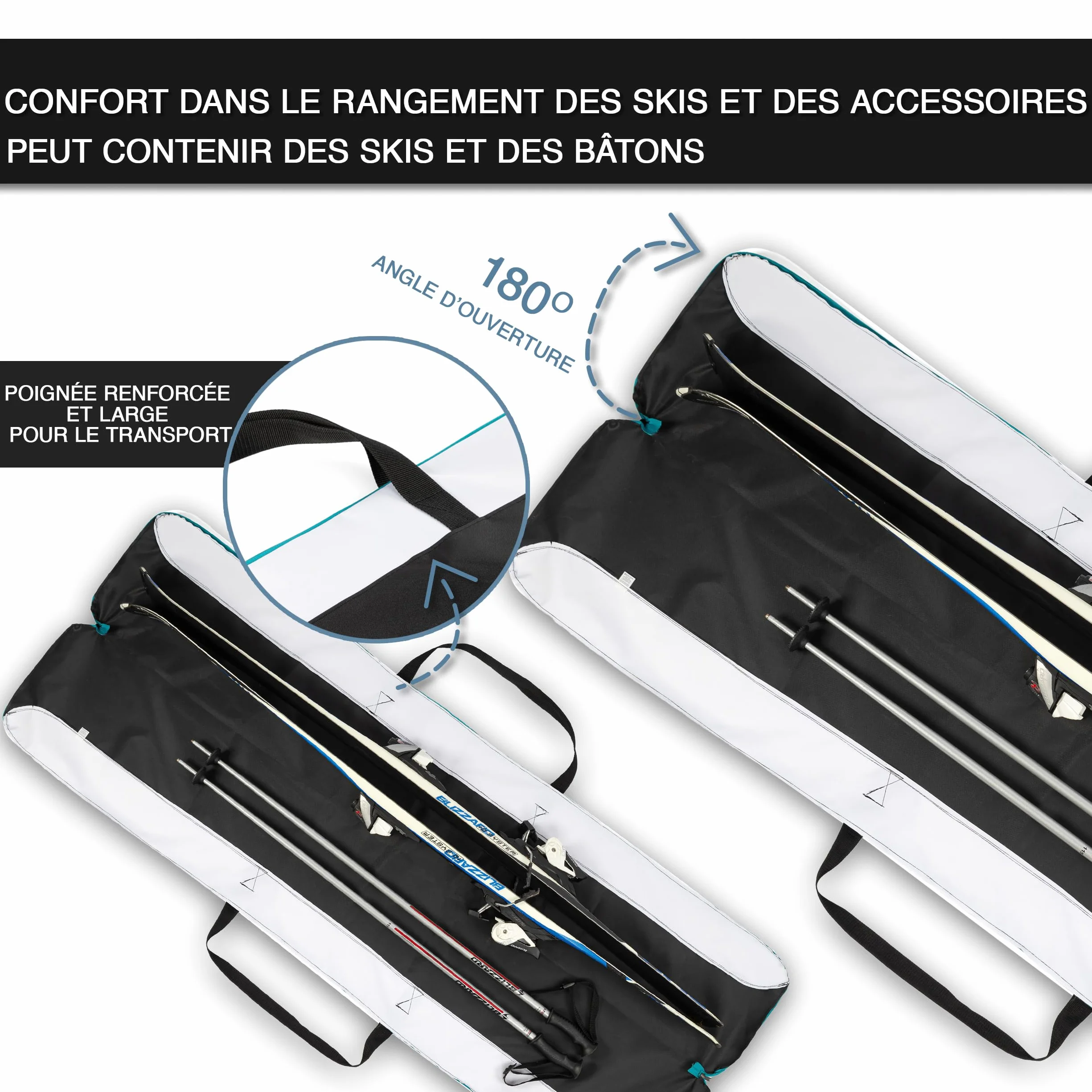 Sac de Ski imperméable léger pour 1 Paire de Skis Alpin Compact