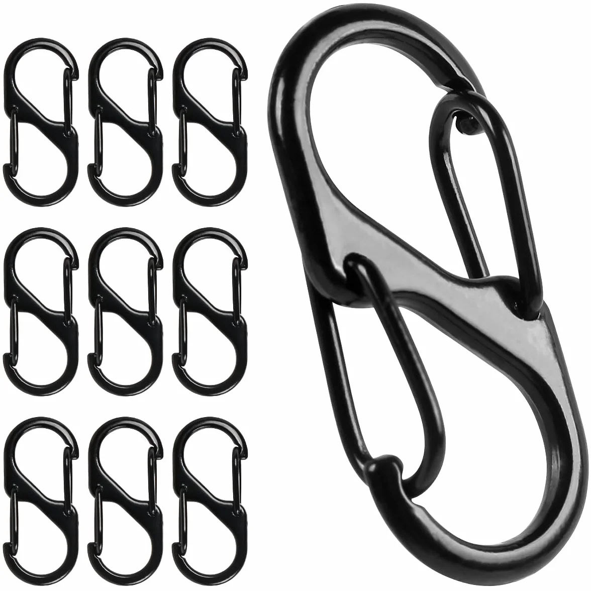 S Forme Mousqueton Set 32 mm Mini Clips Boucle Métal Double Ressort Porte Clé Camping Randonnée Pêche Voyage