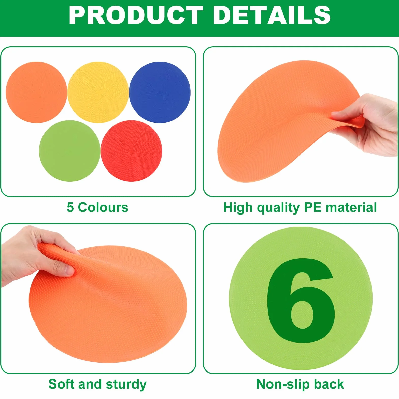 MIVIDE 20pcs Disque de Marquage Plat 23 cm, 5 Couleurs, Plot Sport pour Football Entraînement