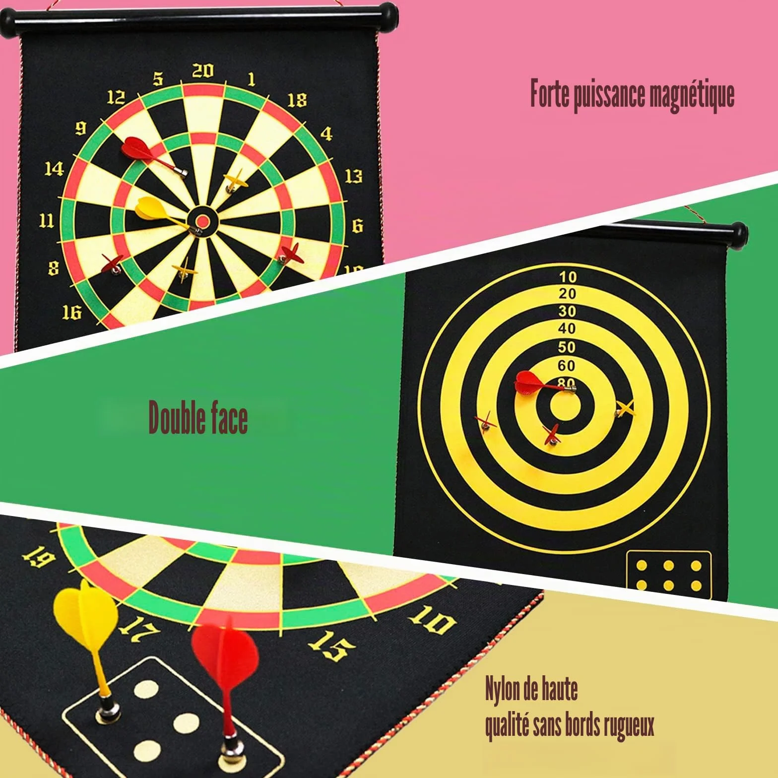 Magnétique Cible de Fléchette Ø38cm - Jeu de Fléchettes Sécurisé pour Enfants et Adultes