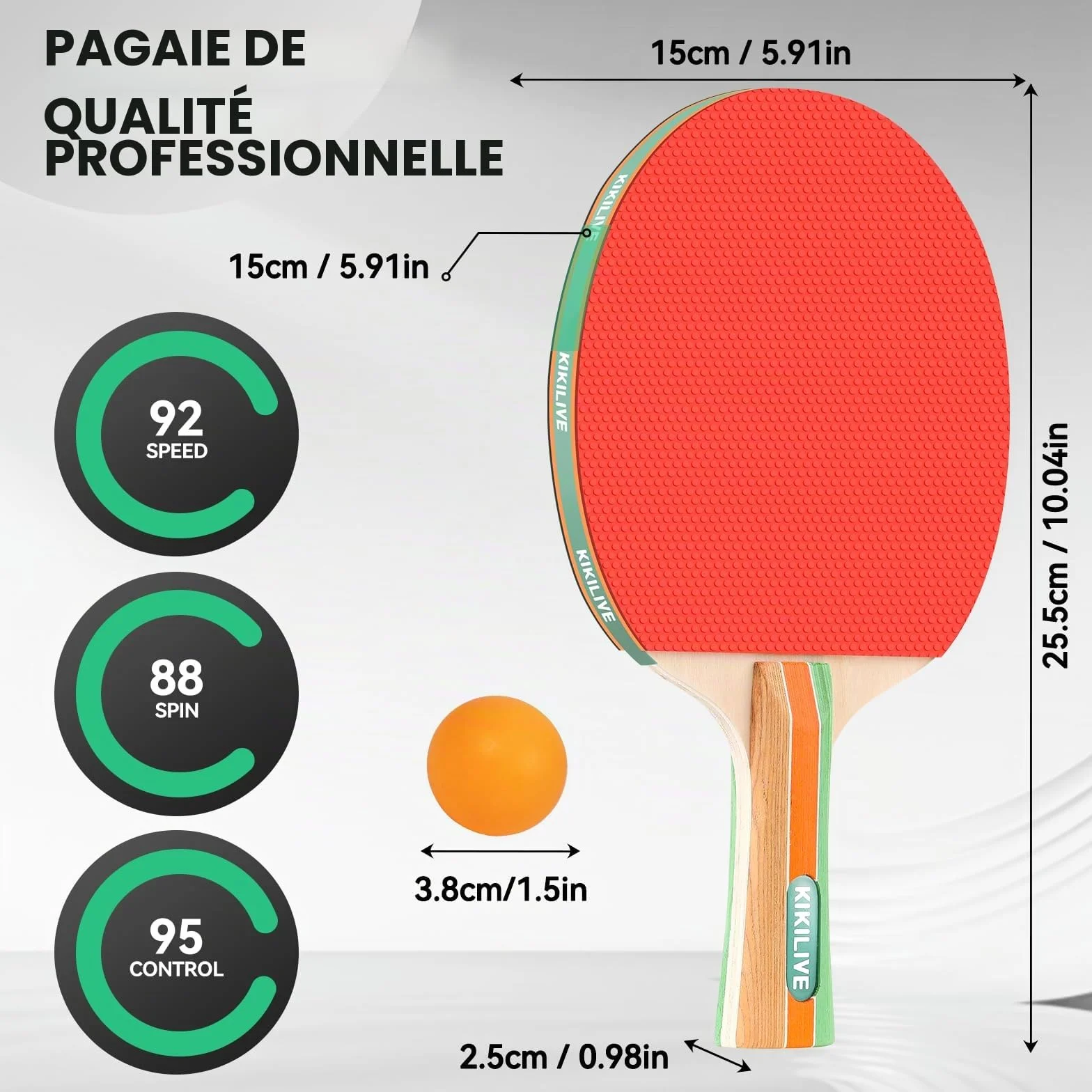 Set de Tennis de Table Portable avec Filet Extensible, 2 Raquettes, 6 Balles et Sac de Transport