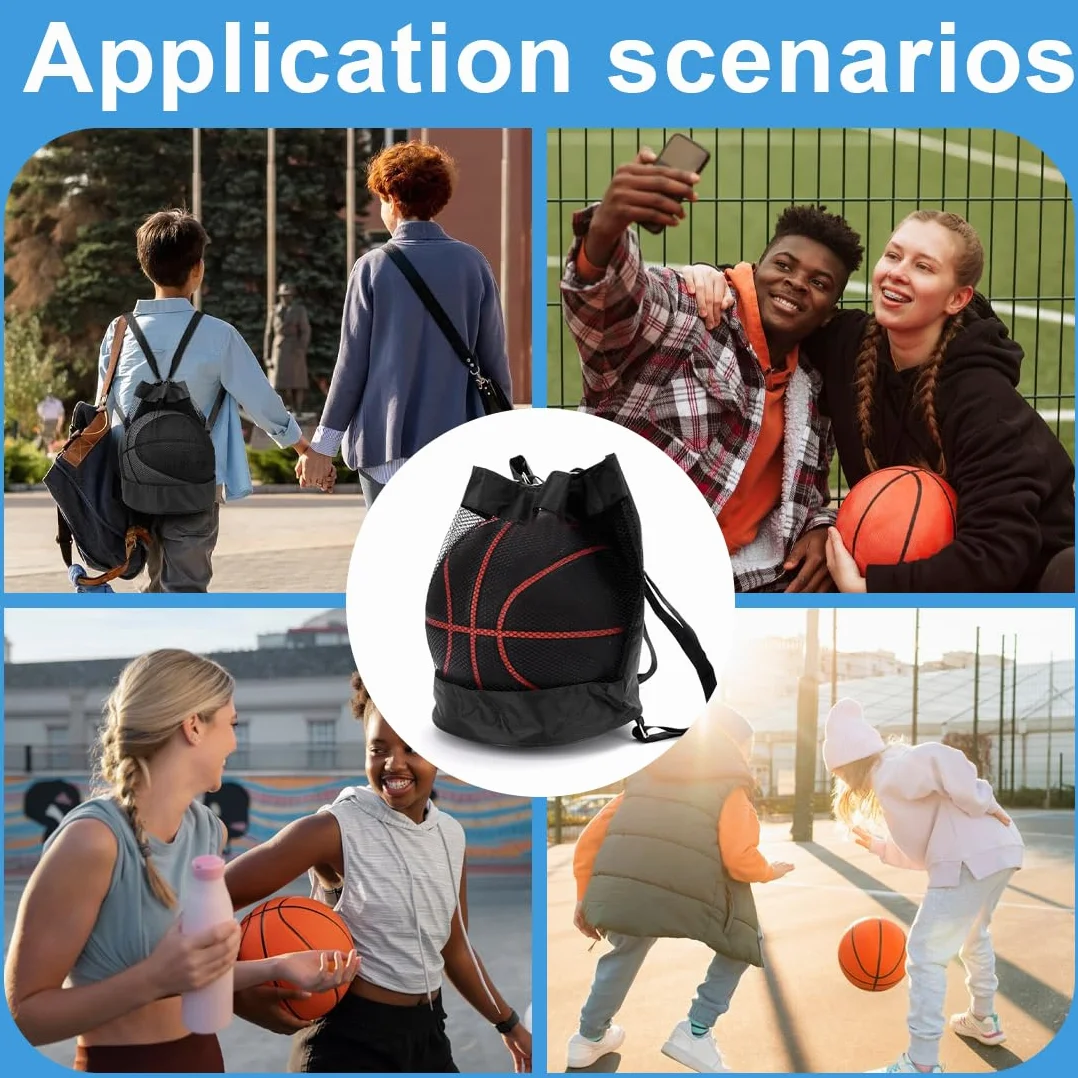 WeddHuis Sac à Ballons Filet de Ballon de Football Sac de Sport Polyvalent Sac de Plage en Mesh Sac à Dos de Gym Filet Portable pour Football Basketball Tennis Volleyball Rugby