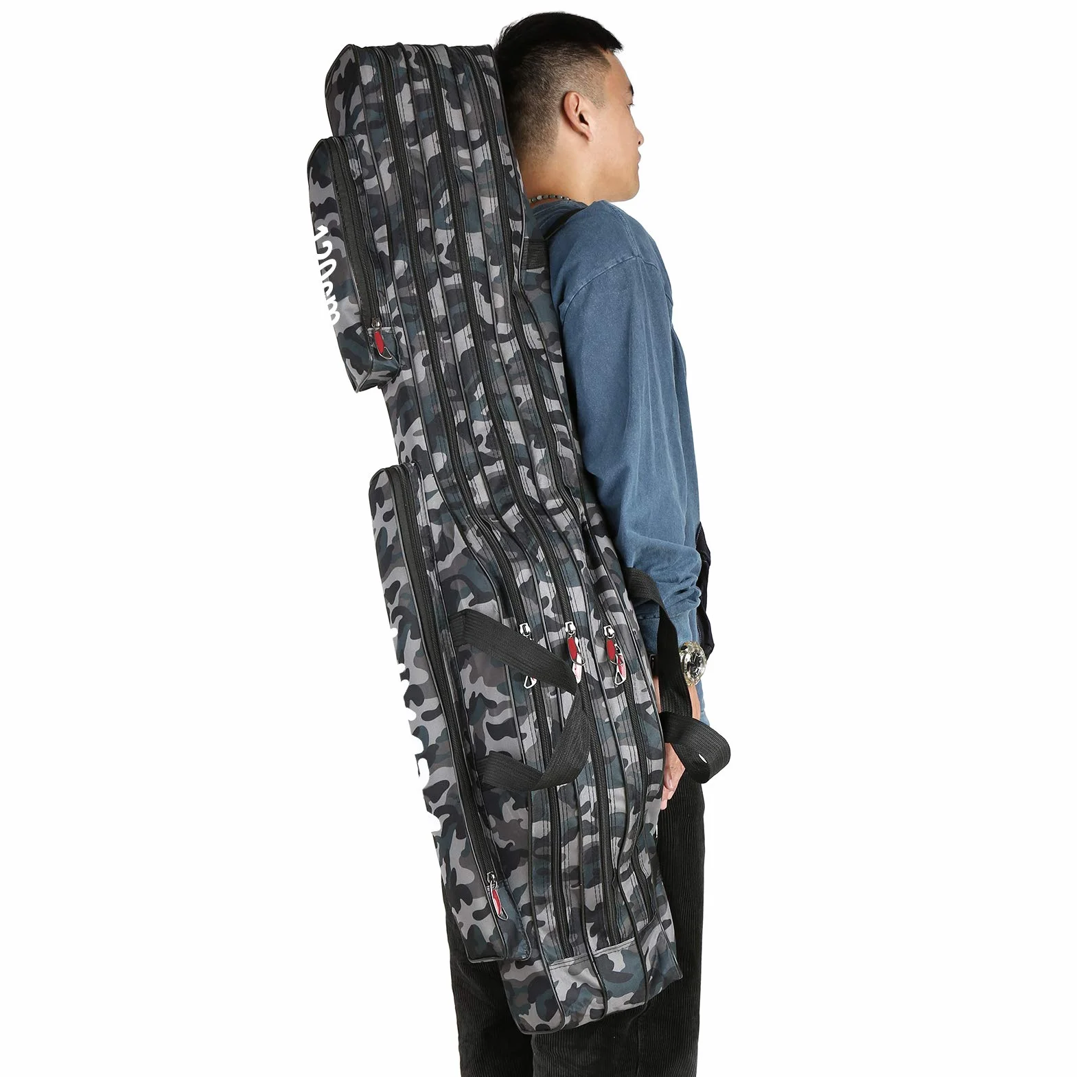 Sac de Pêche Lixada 3 Couches Bandoulière 90 cm Portable Pliable Canne à Pêche Étui
