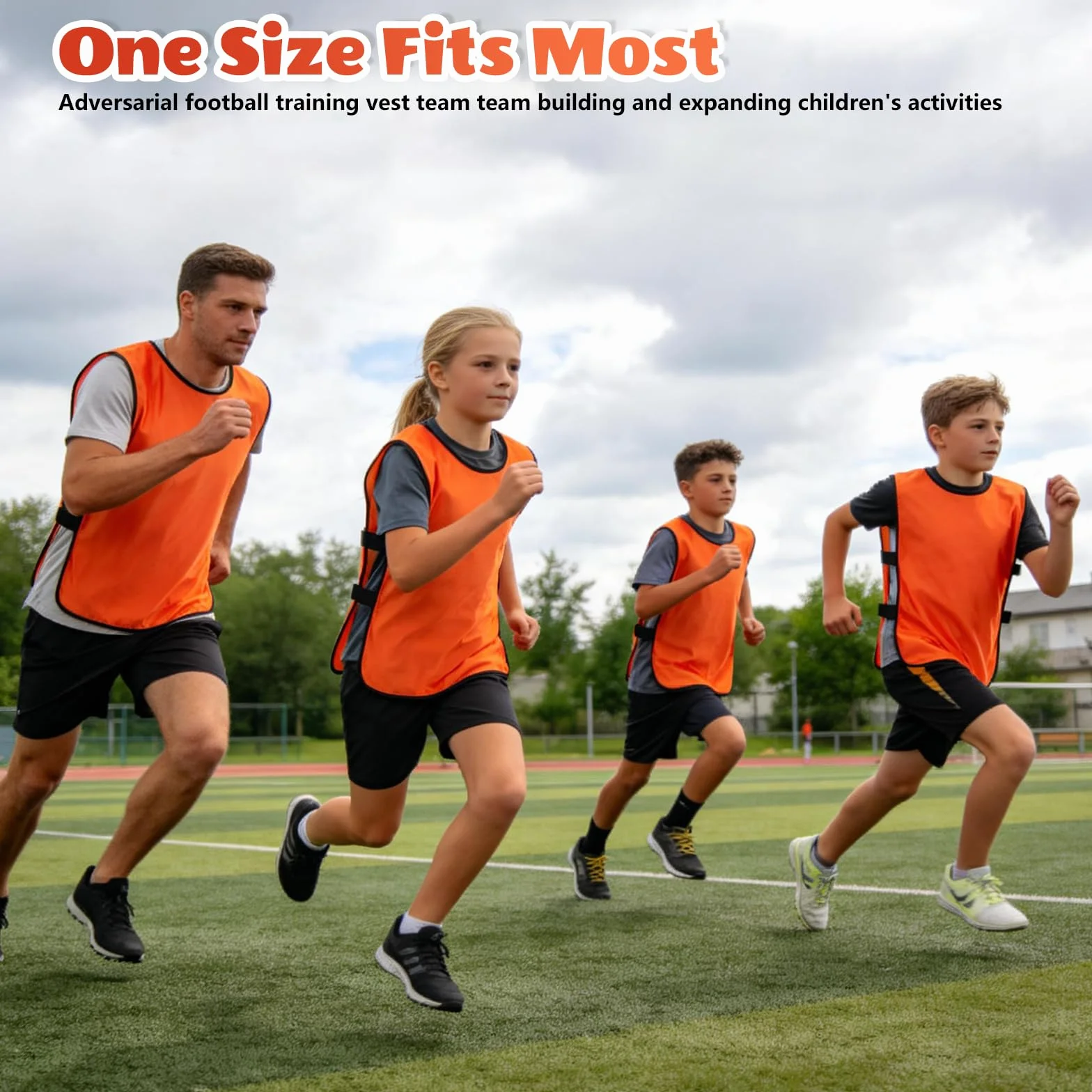 Lot de 12 Chasubles de Football pour Adultes et Jeunes, Gilet d'Entraînement Respirant, Orange, 70 x 47 cm