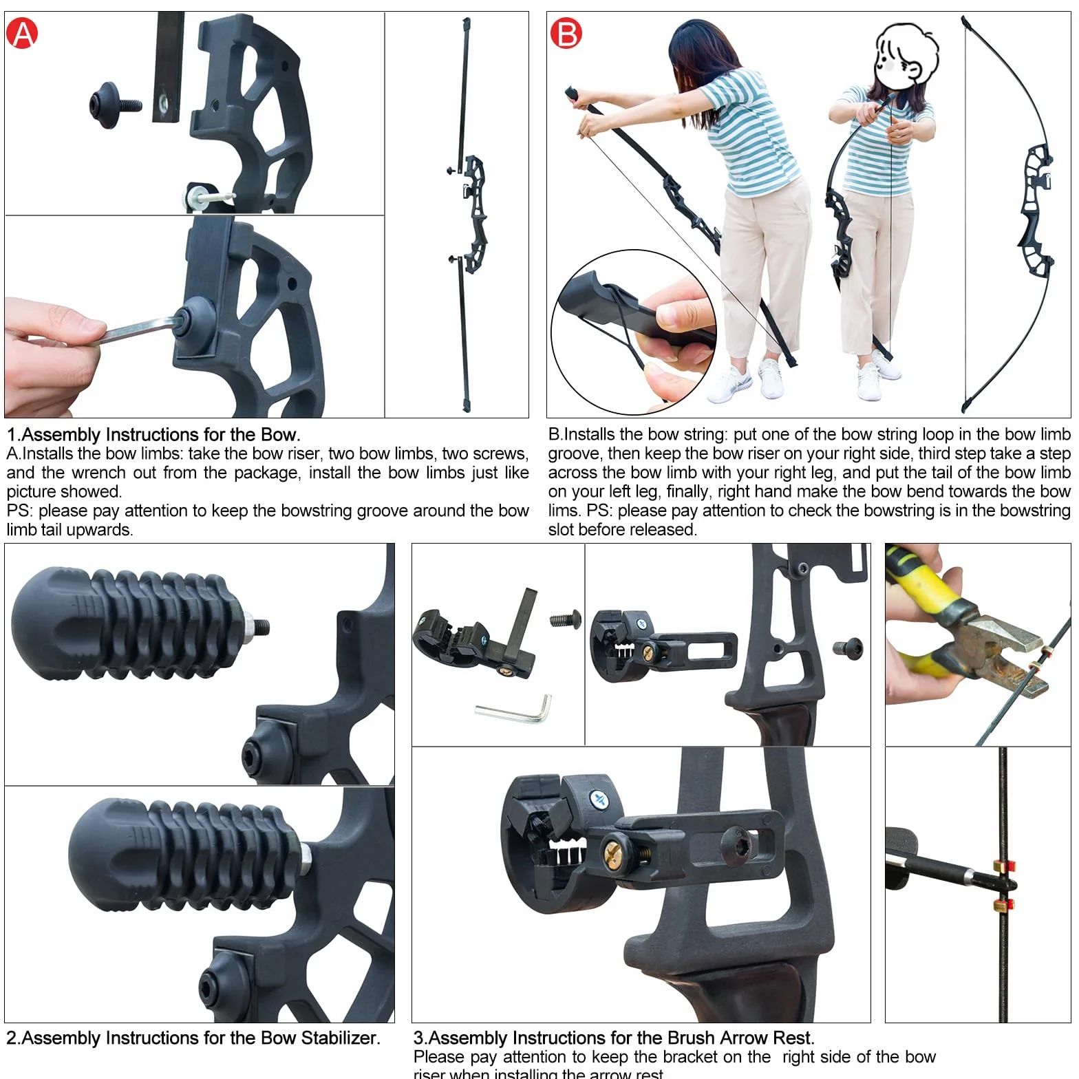 Arc de Chasse Adulte Droitier 30 40LBS 50" Takedown Bow Survie Tir à l'Arc