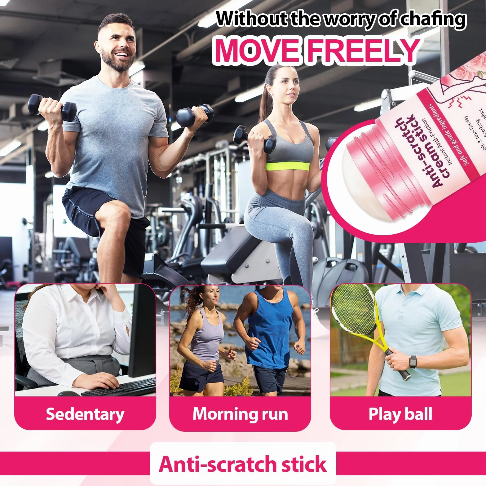 Crème Anti-friction pour Cuisses 50g, Anti Frottement Stick Imperméable Sportifs Coureurs