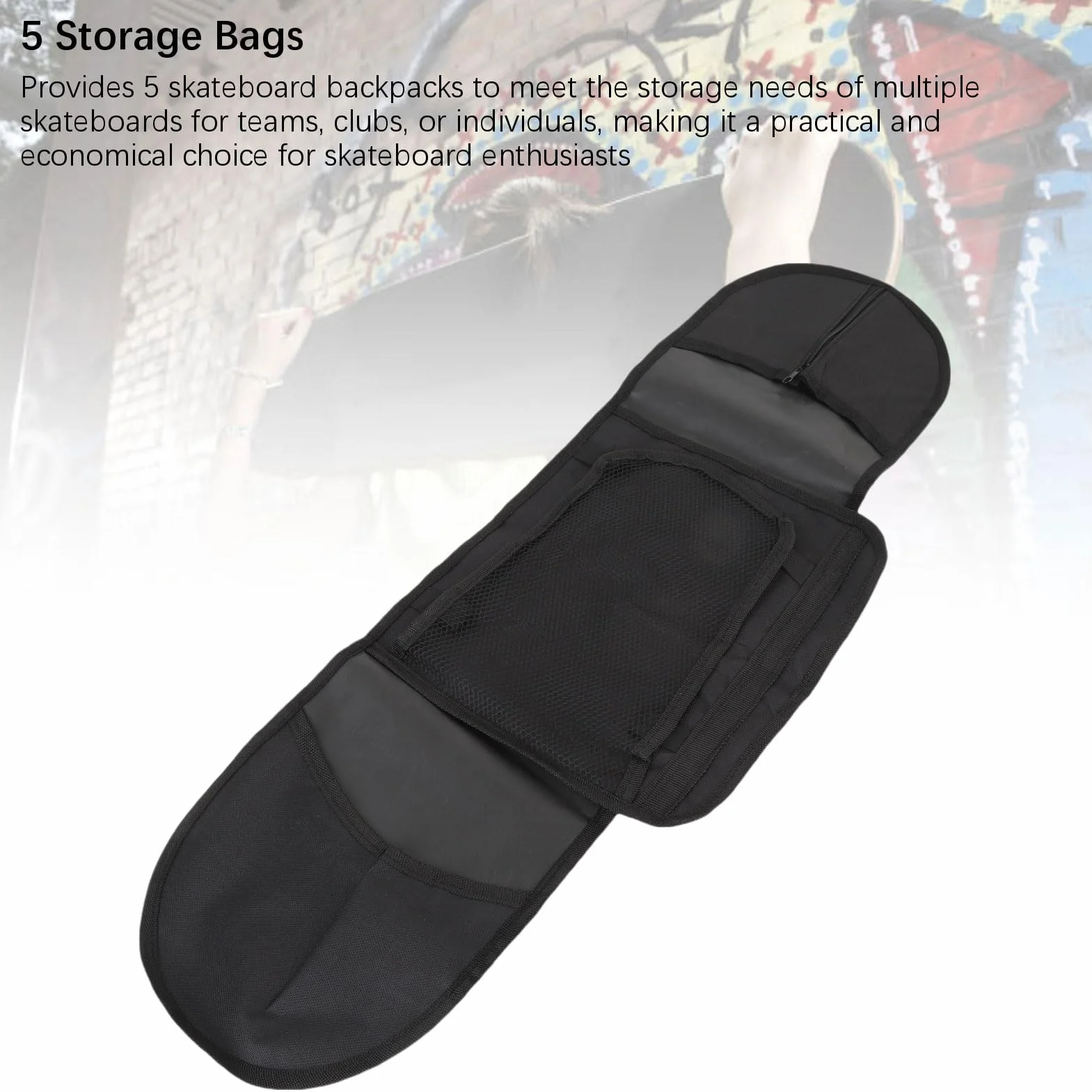 Sac à Dos de Skateboard 5 Pièces Portable Bandoulière pour 80 x 20 cm Double Kick
