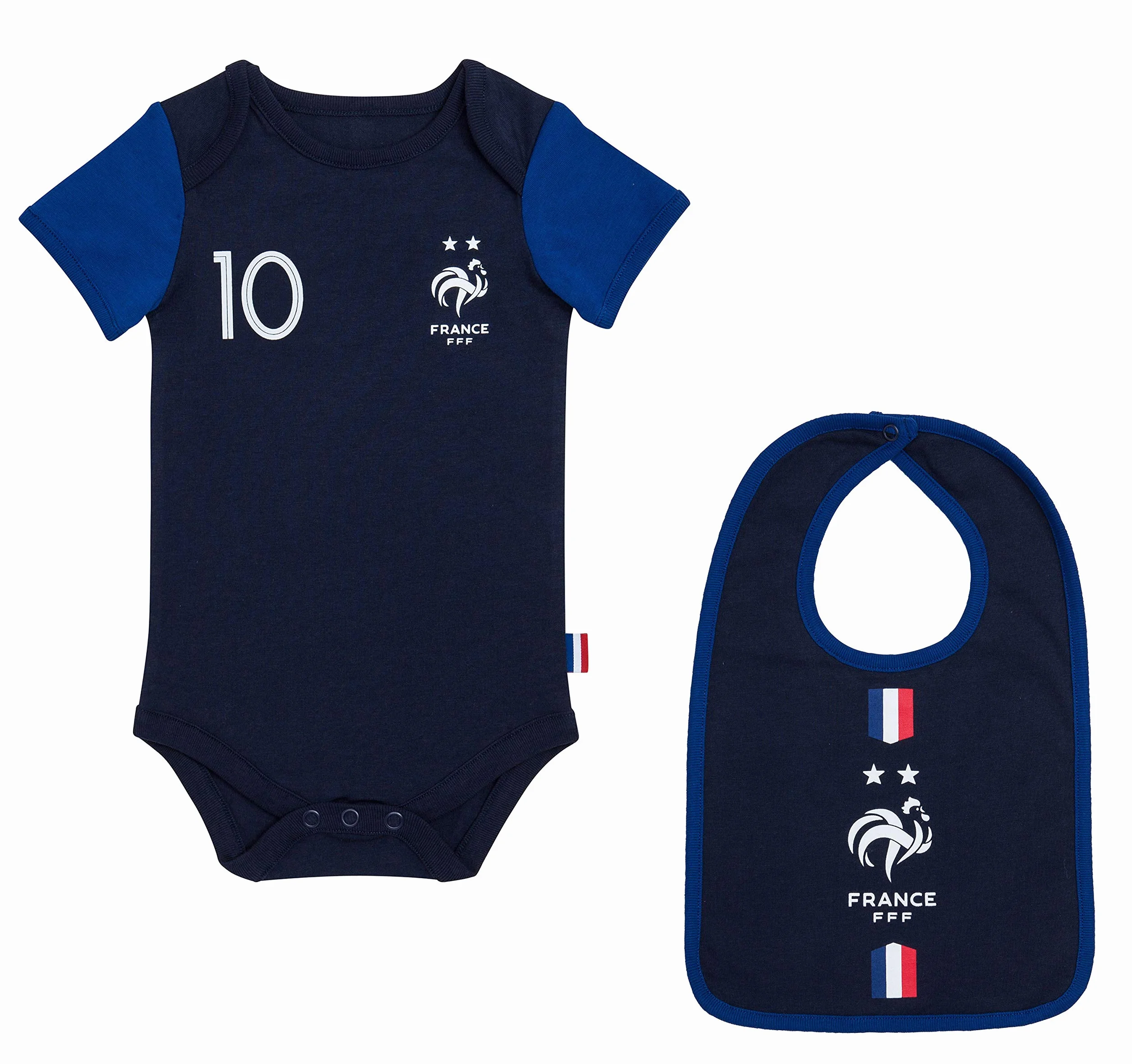 Equipe de France de Football Body + Bavoir FFF bébé Kylian MBAPPE Collection Officielle