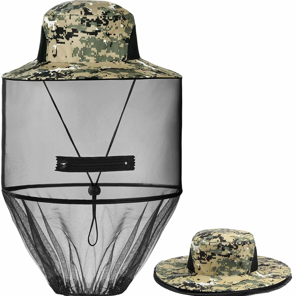 Moustique Chapeau de Soleil Anti Moustique Protection Solaire pour Randonnée Camping Pêche