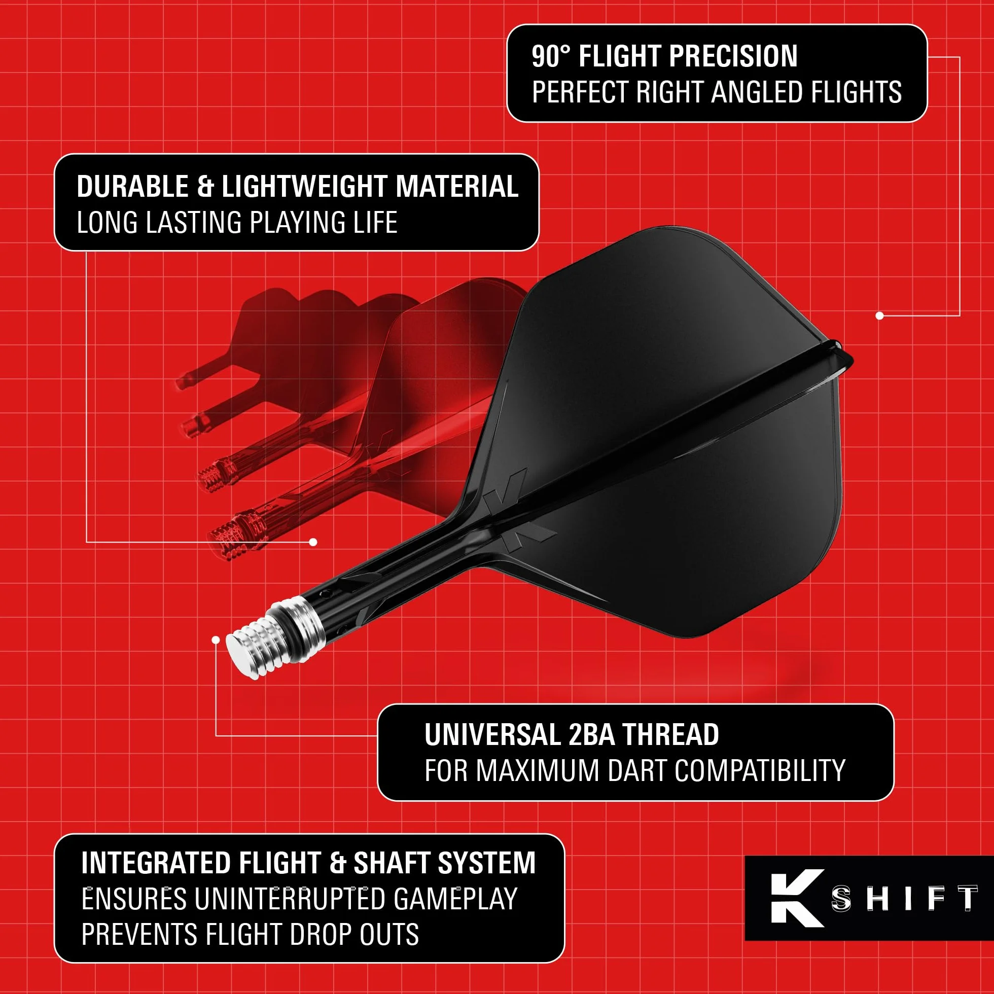 Target Darts K-Shift N° 6 Intégrés Vols et Arbres, Blanc/Transparent/Noir, Accessoires Fléchettes Professionnels