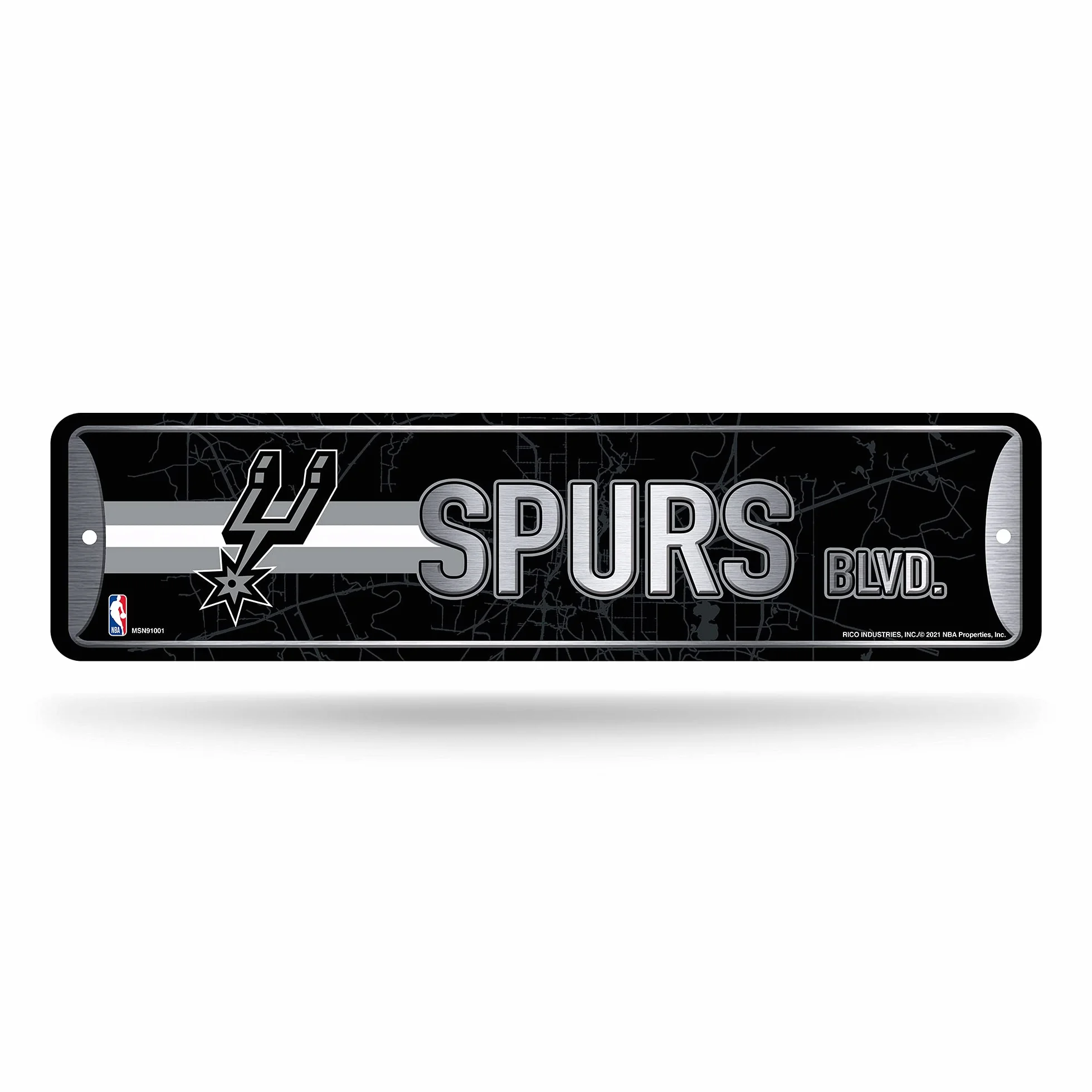 Rico Industries Plaque de rue NBA San Antonio Spurs métal 10,2 x 38,1 cm