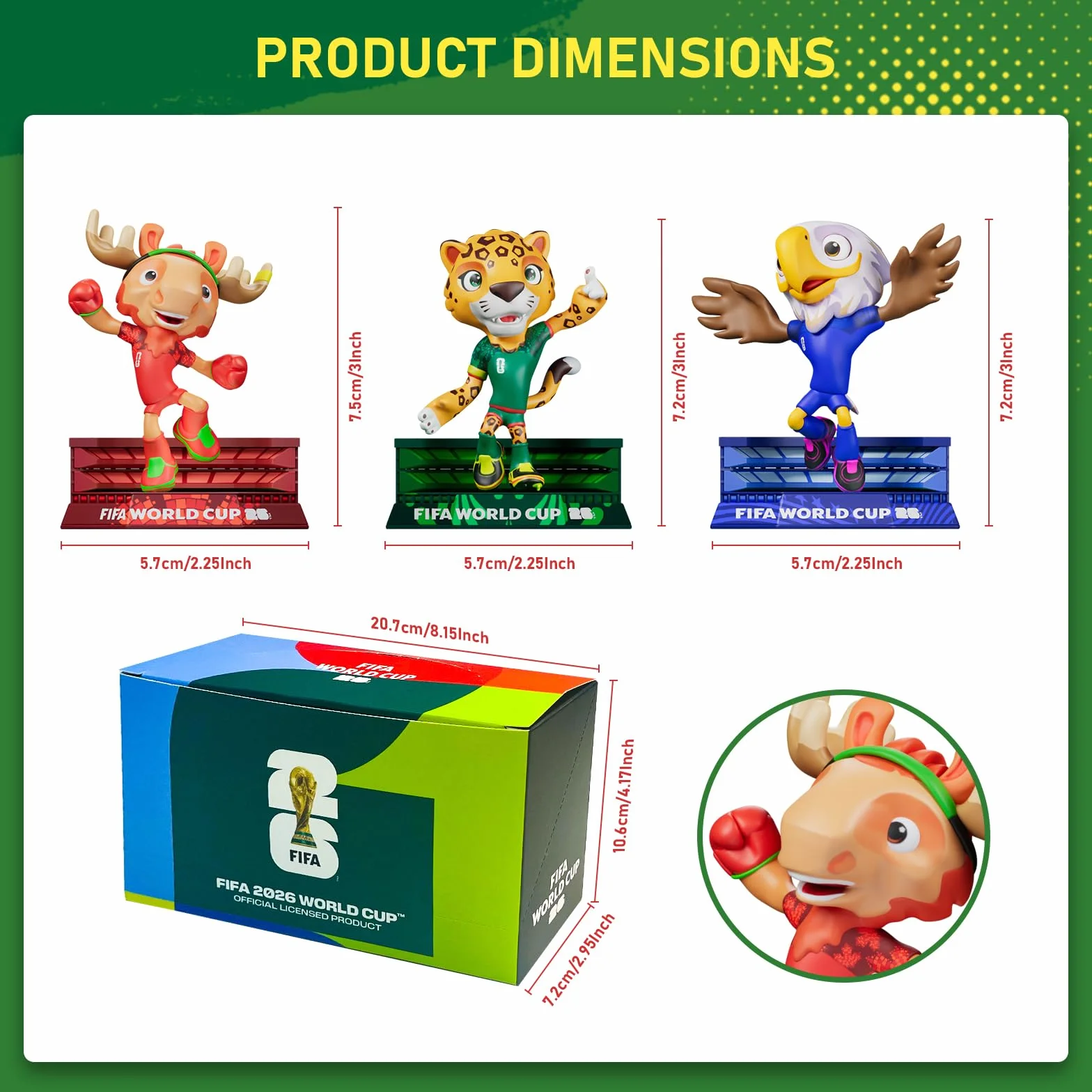DICEKOO FIFA 2026 Coupe du monde mascotte figurine 7,6 cm érable Zayu collection sous licence officielle